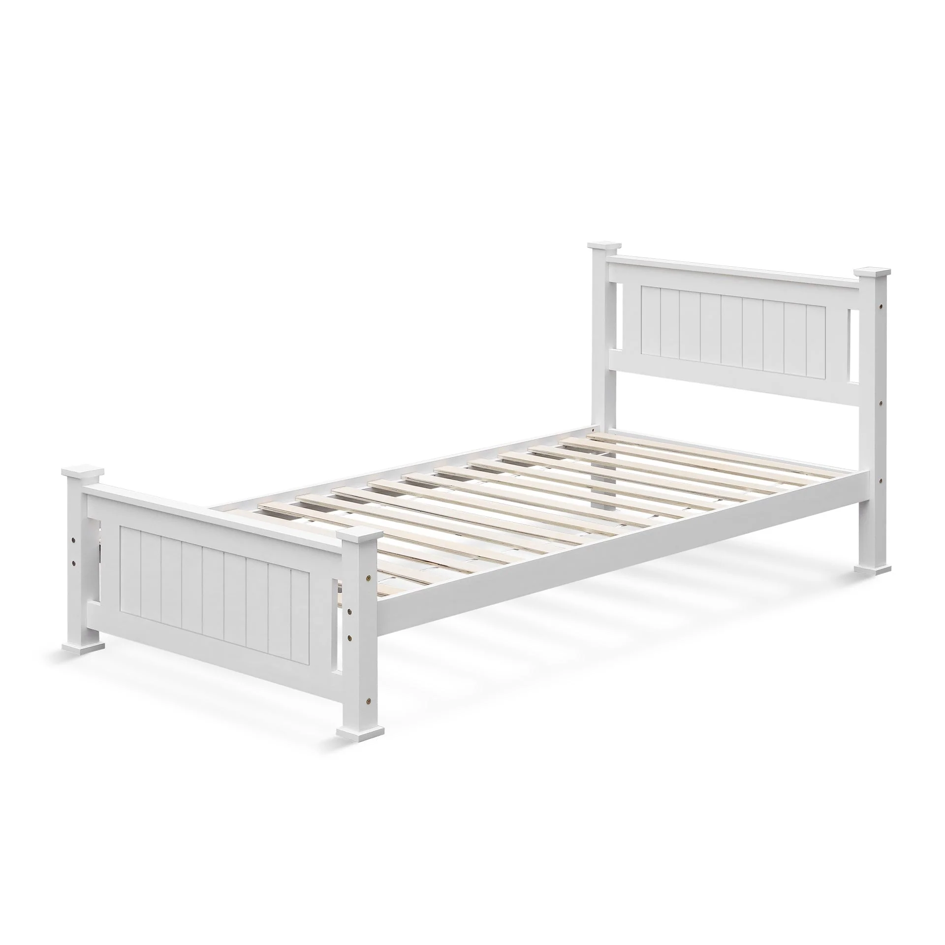 Davraz Single Wooden Bed Frame - White - Image 8