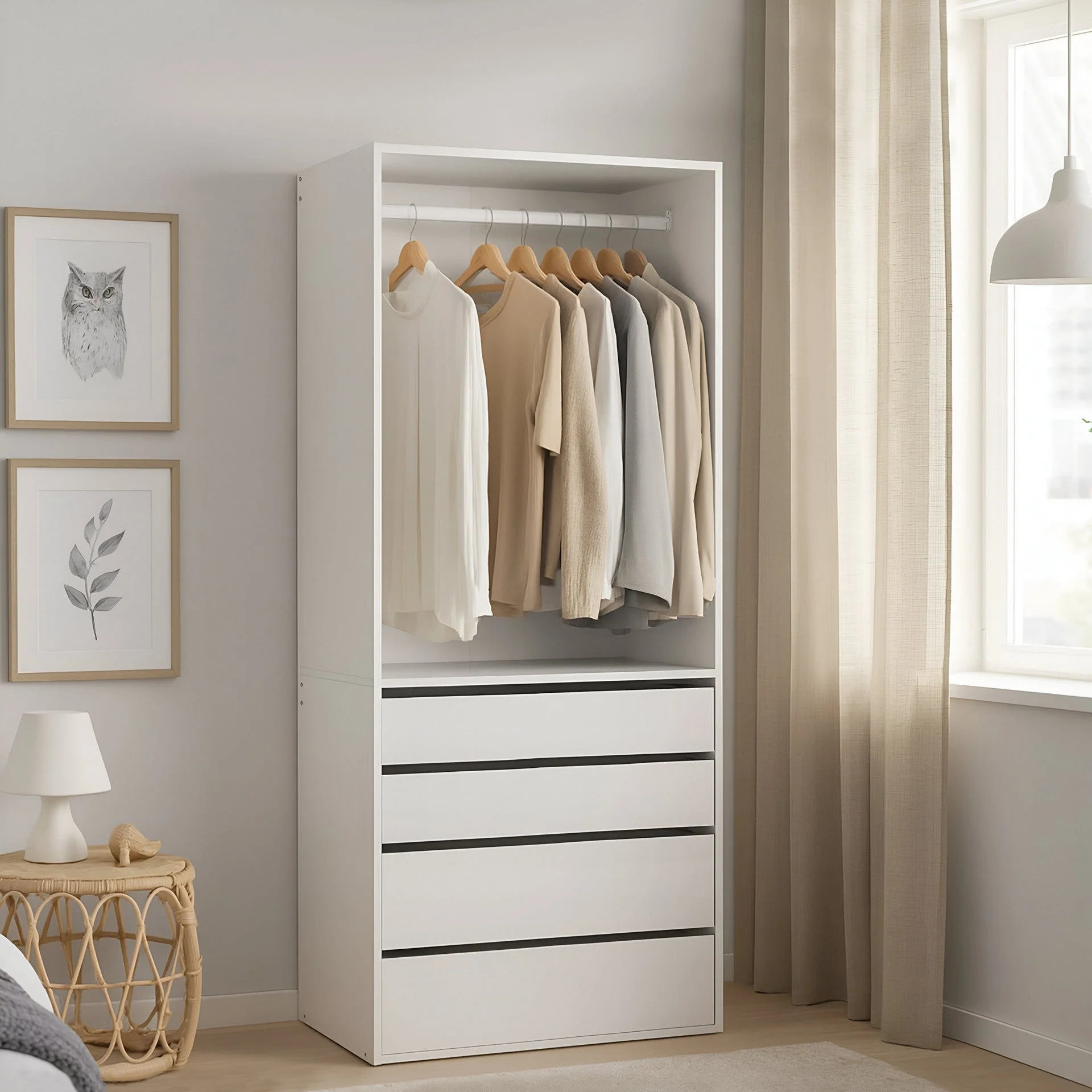 Delta 4 Drawer Wide Wardrobe - White - Image 7