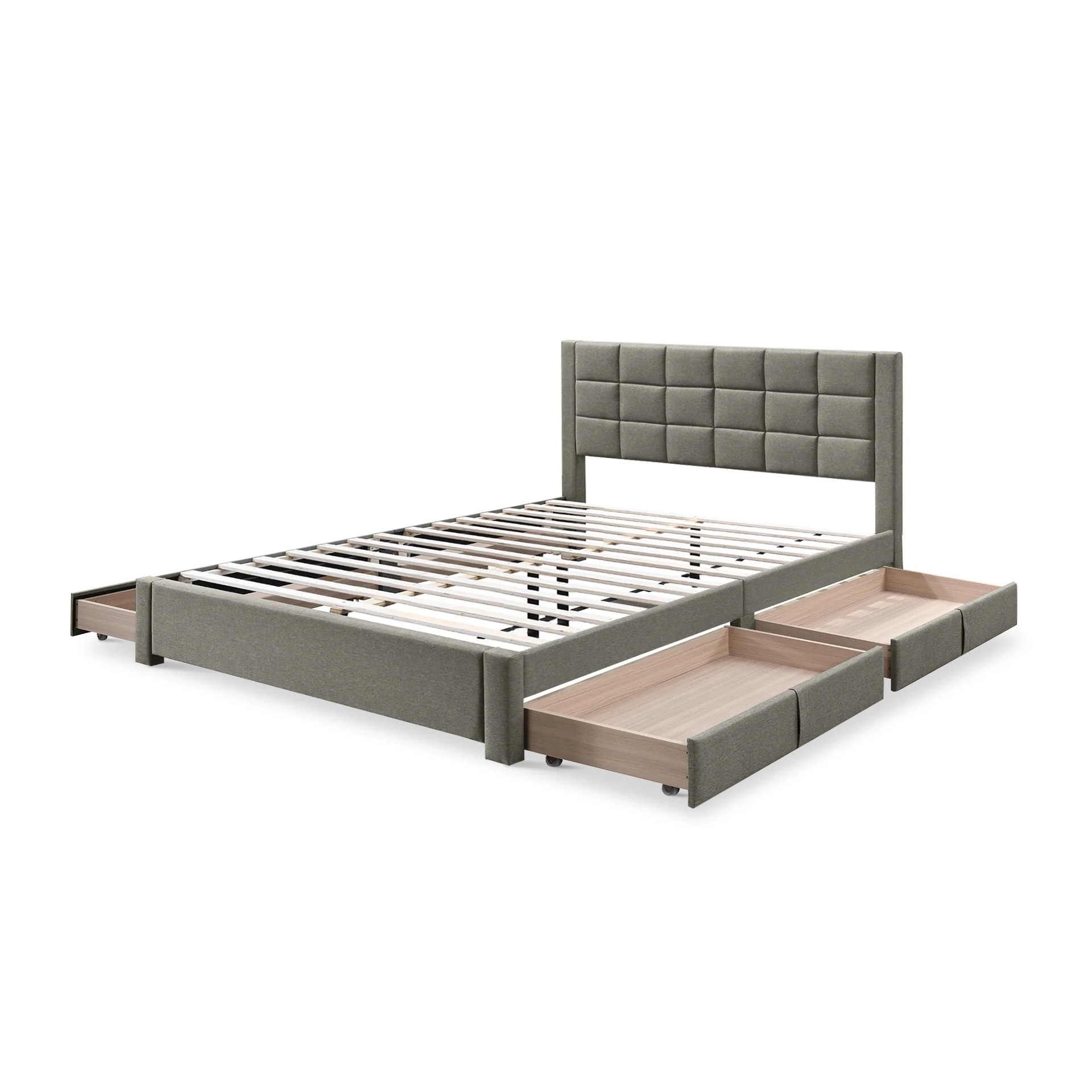 Denali Double Bed Frame with 4 Drawers - Light Grey - Image 11
