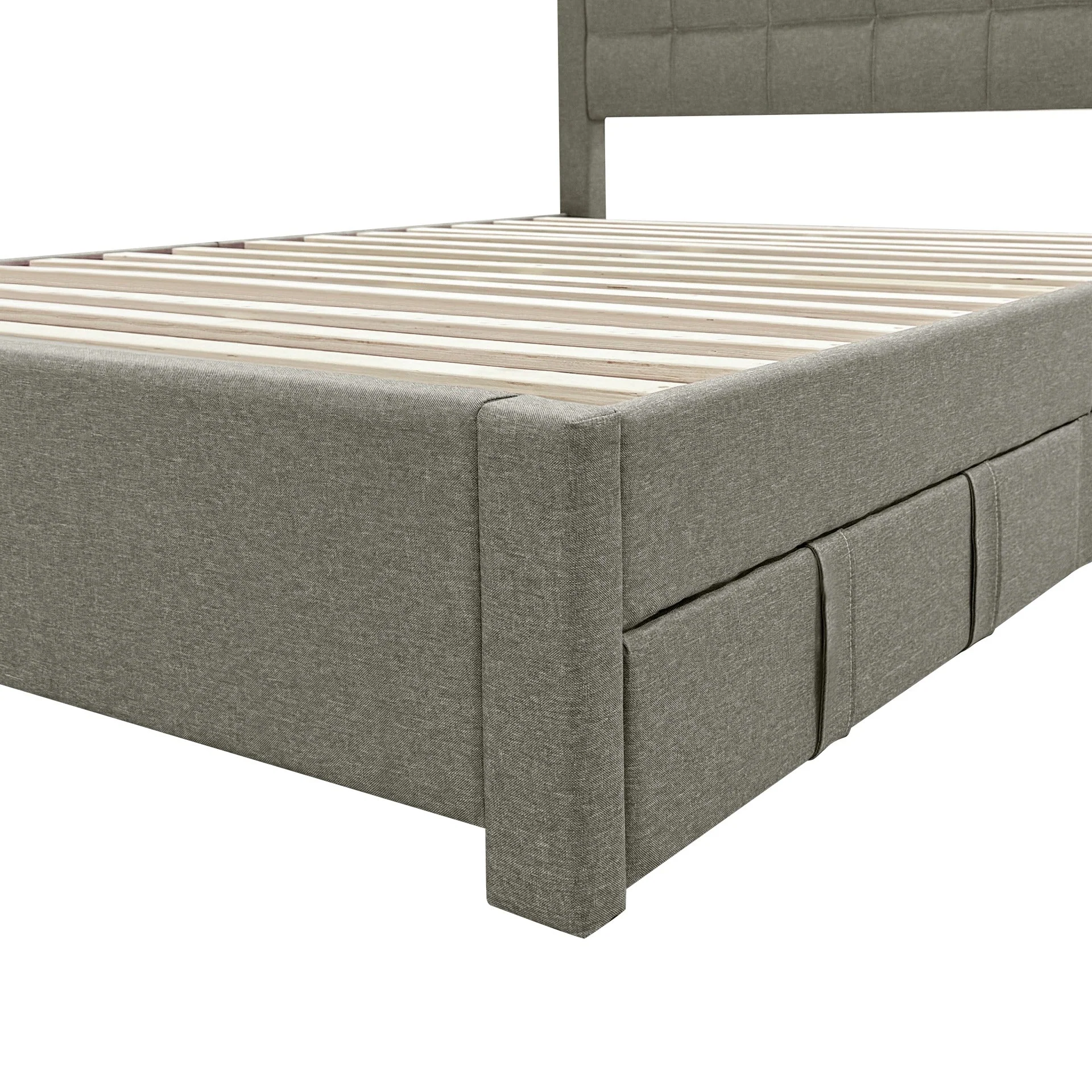 Denali Double Bed Frame with 4 Drawers - Light Grey - Image 13