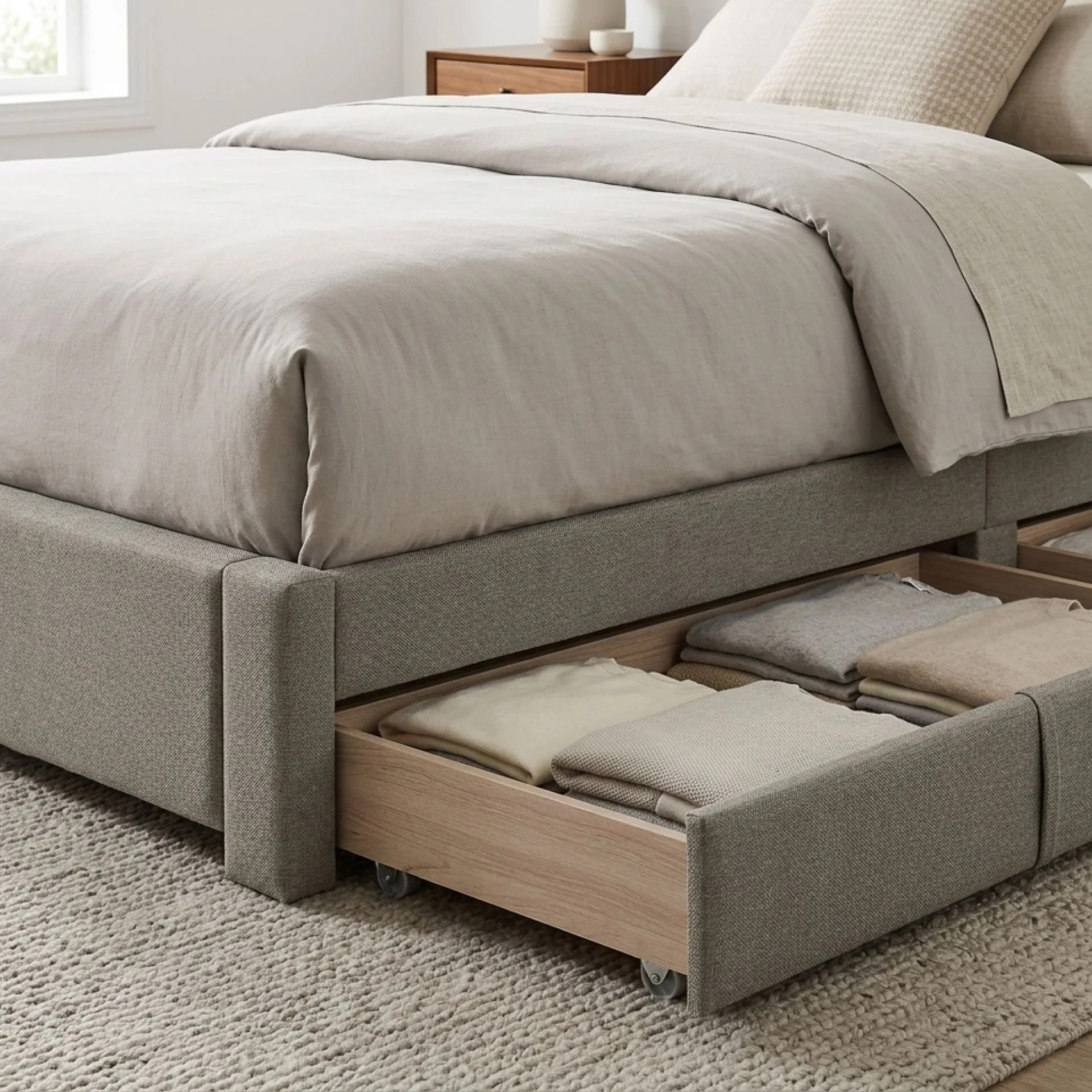 Denali Double Bed Frame with 4 Drawers - Light Grey - Image 8
