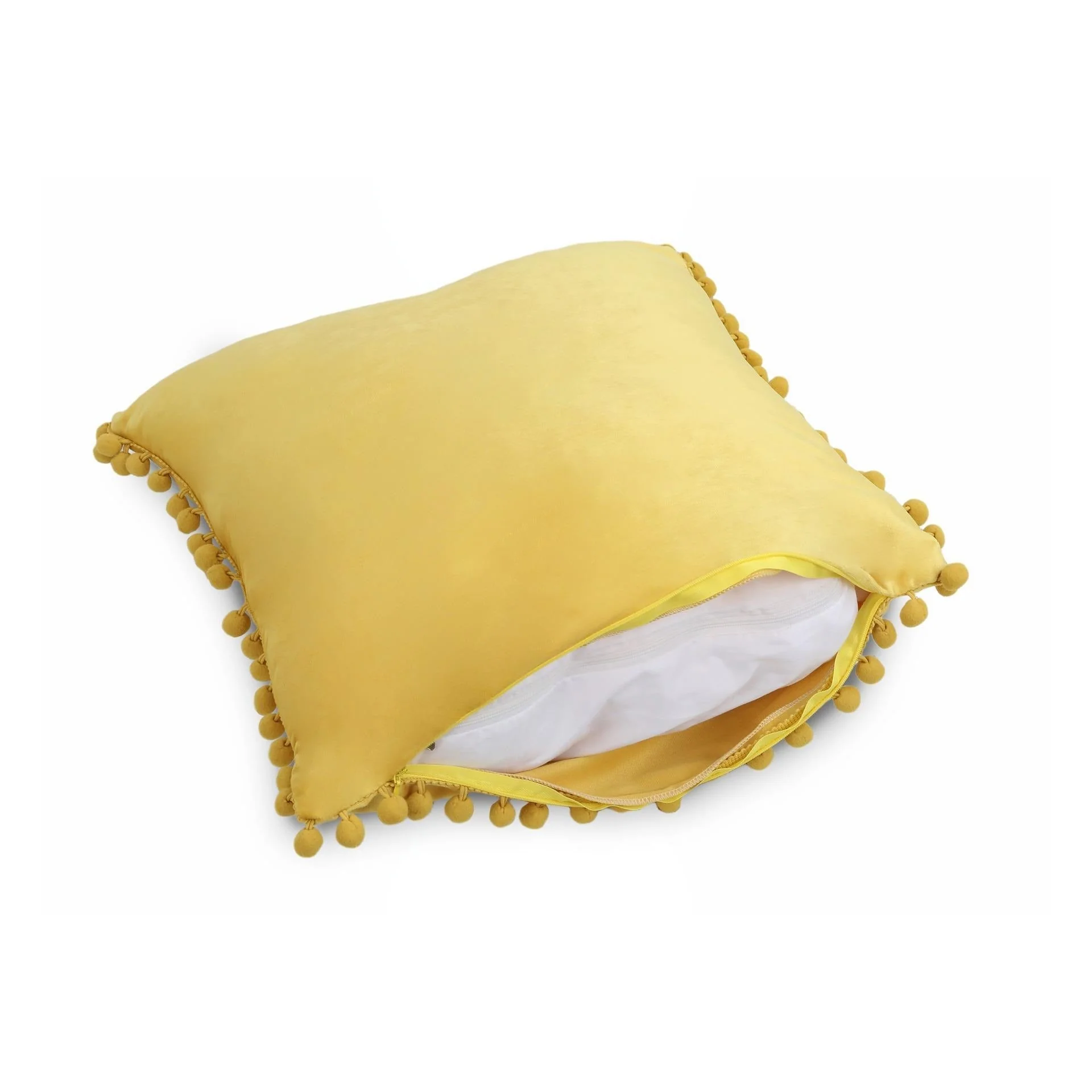Designer Cushion Yellow Velvet 45x45cm - Image 3