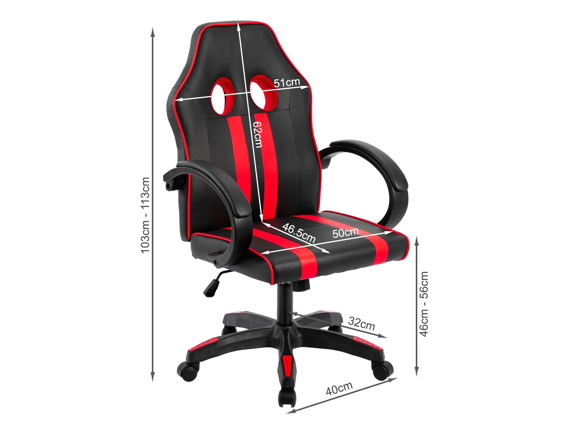 Detroit Gaming Chair - Black + Red - Image 8