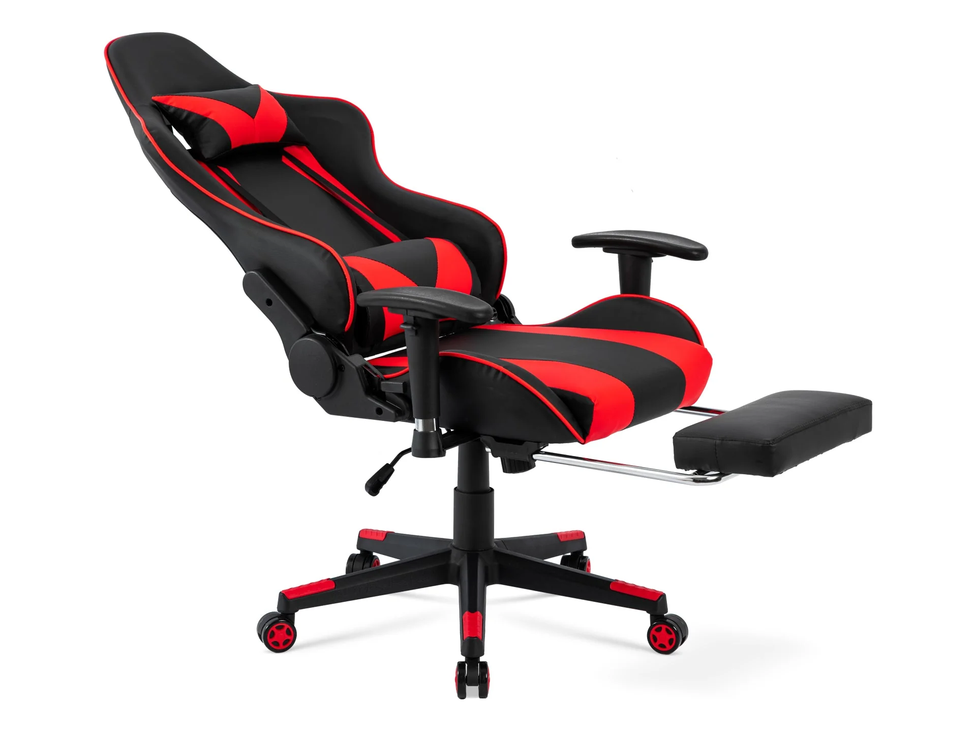 Detroit Gaming Chair with Footrest - Black + Red - Image 4