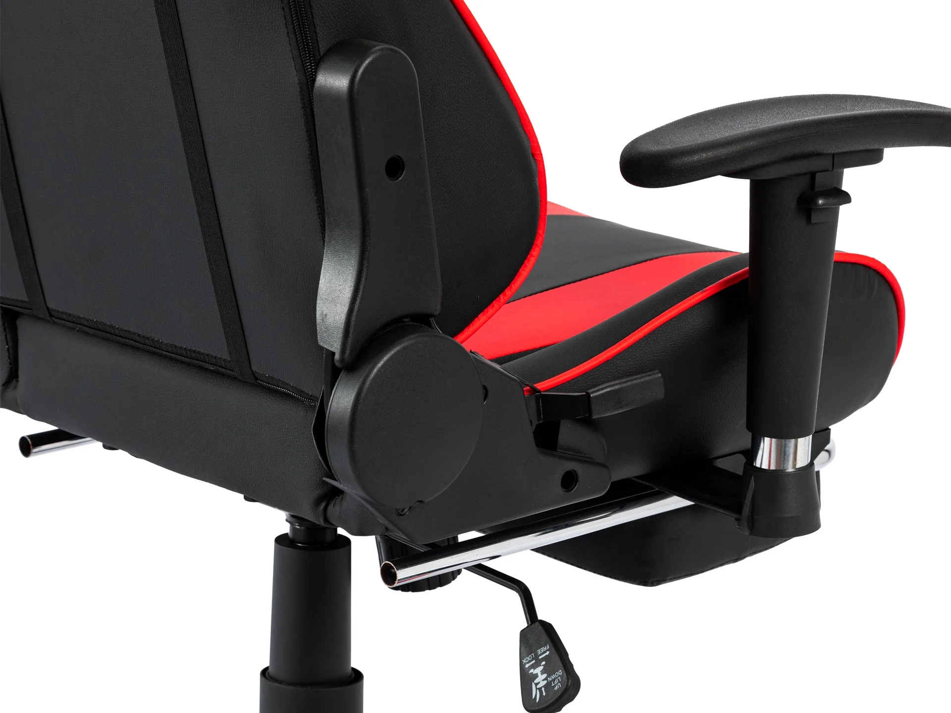 Detroit Gaming Chair with Footrest - Black + Red - Image 8