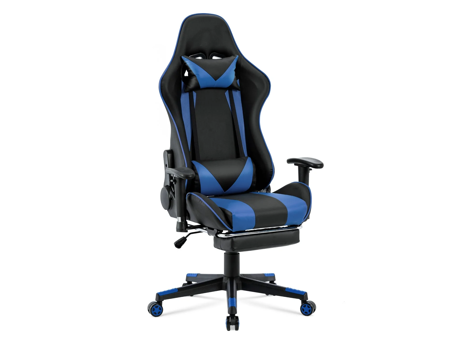 Detroit Gaming Chair with Footrest - Blue + Black - Image 2