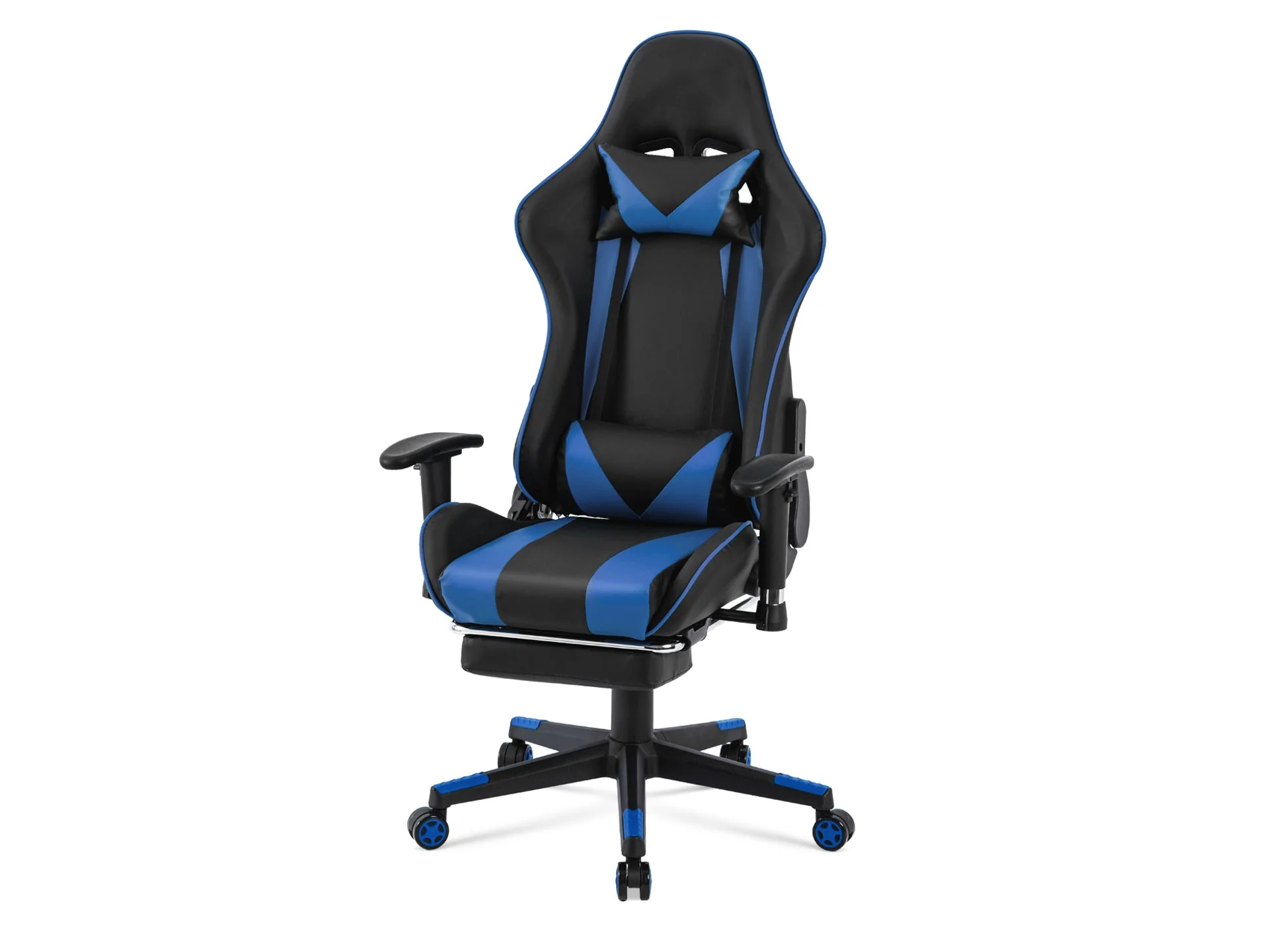 Detroit Gaming Chair with Footrest - Blue + Black - Image 3