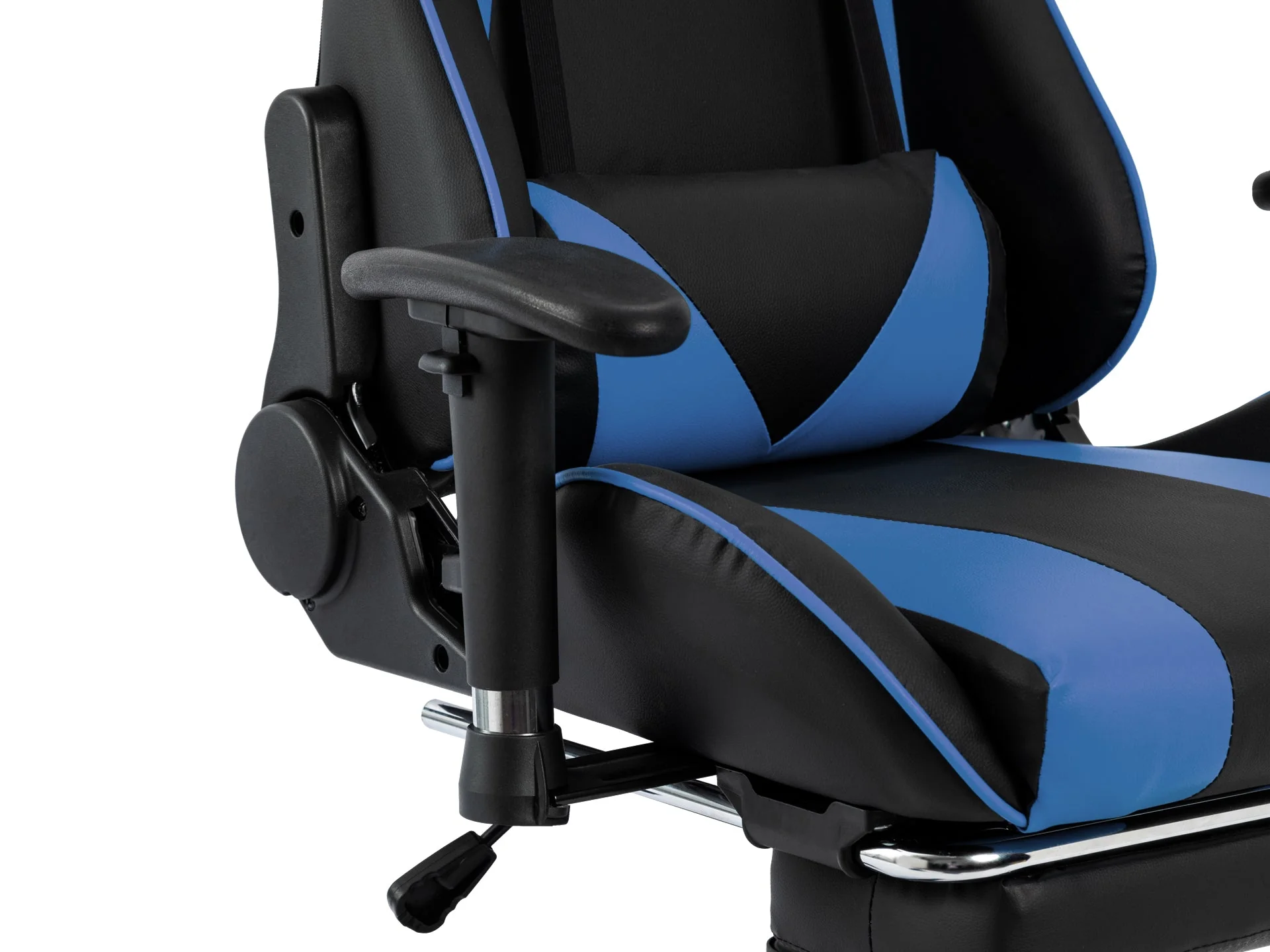 Detroit Gaming Chair with Footrest - Blue + Black - Image 7