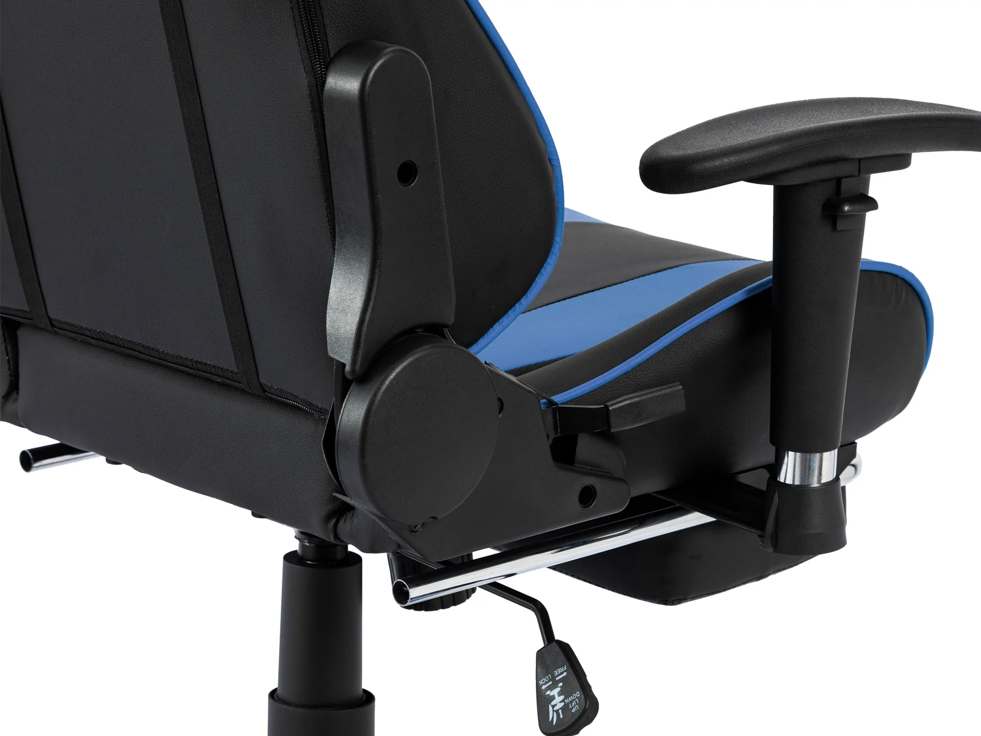 Detroit Gaming Chair with Footrest - Blue + Black - Image 8