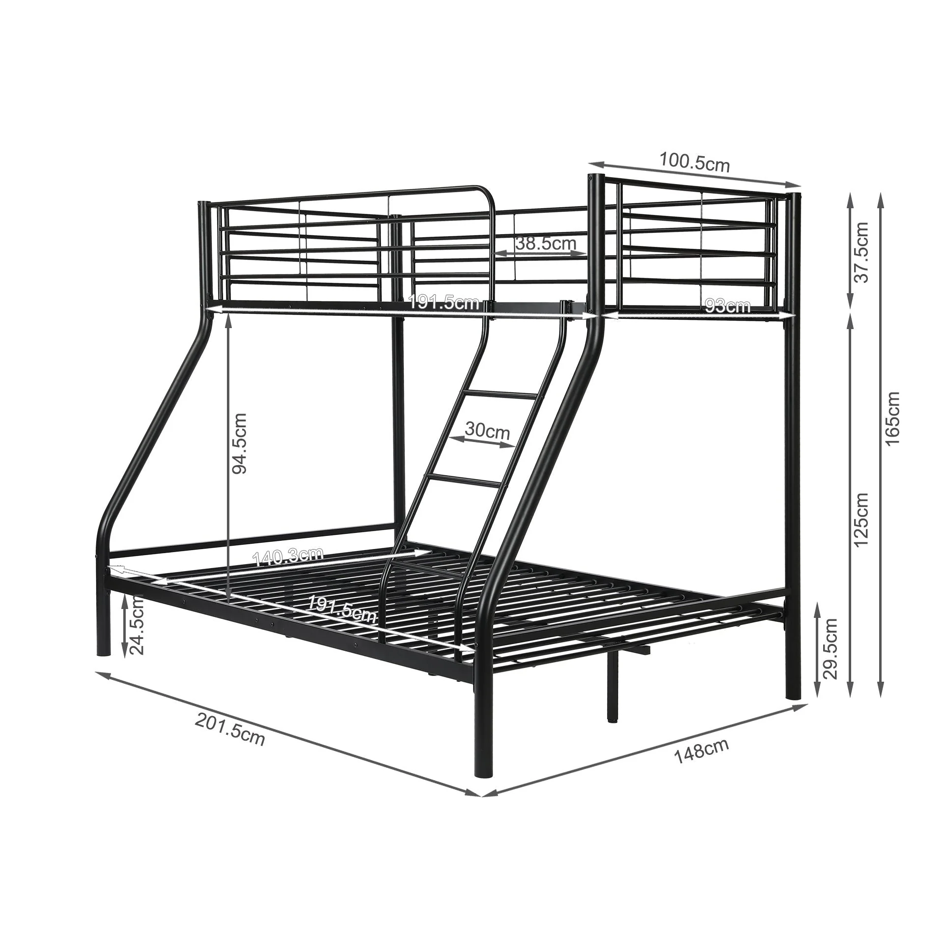 Dobson Metal Triple Bunk Bed - Black - Image 13