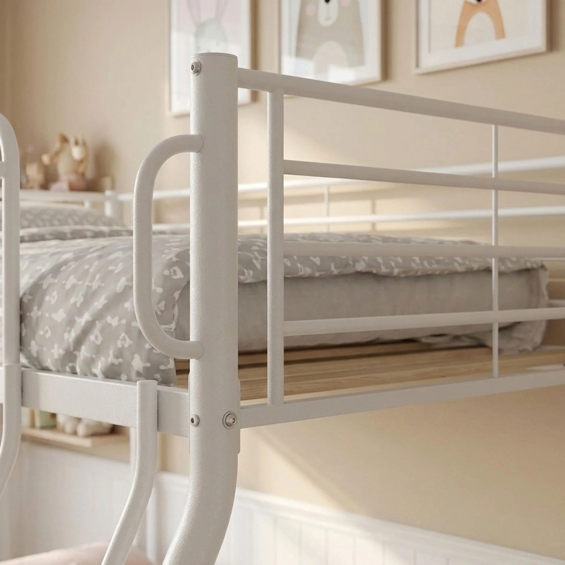 Dobson Metal Triple Bunk Bed - White - Image 7