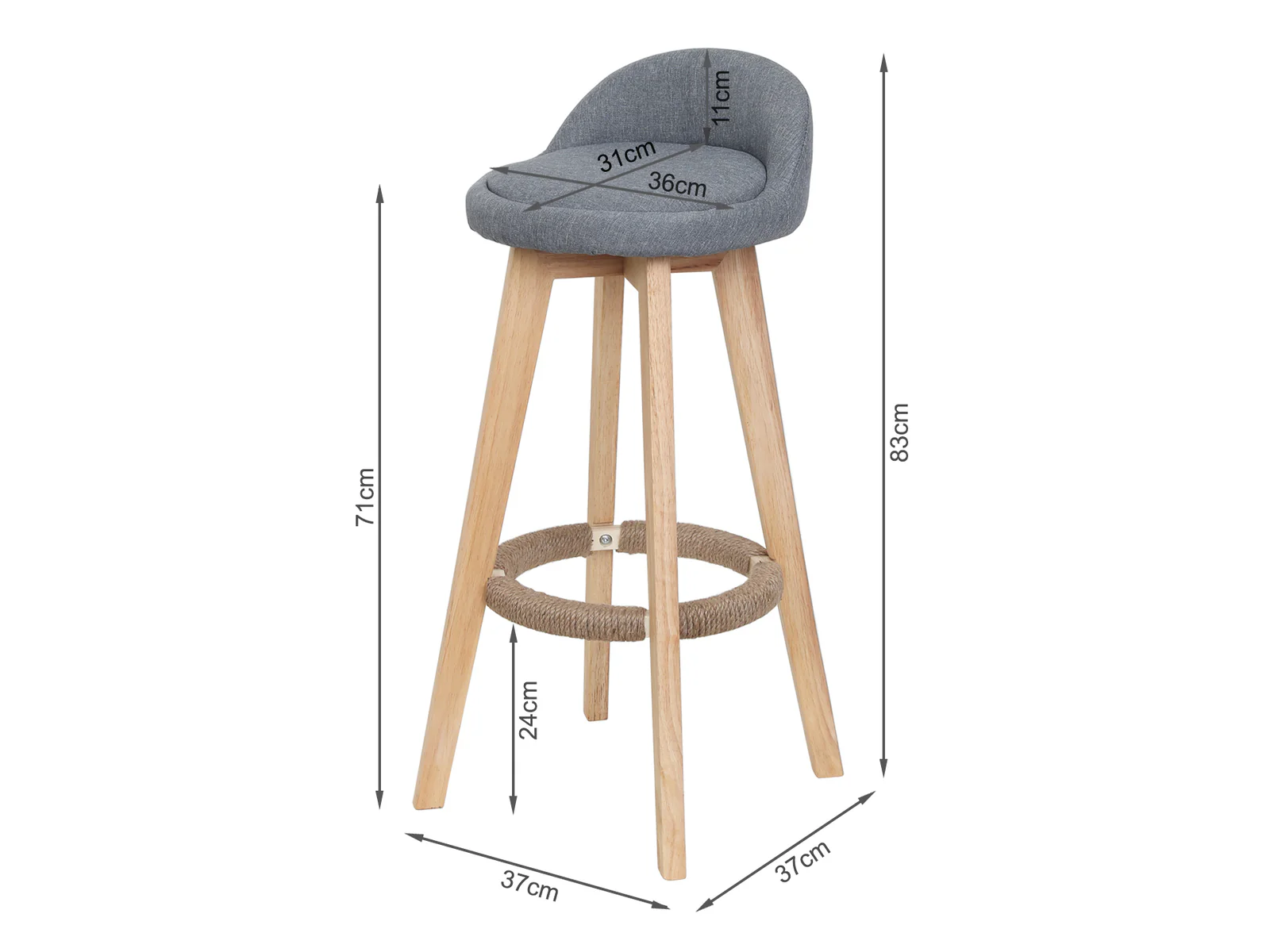 DOE Bar Stool Wooden Barstool 2PCS - Image 9