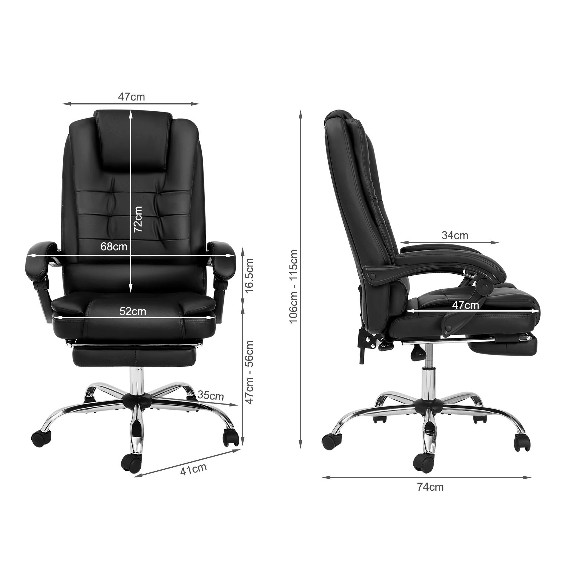Dois Office Chair with Footrest - Black - Image 11