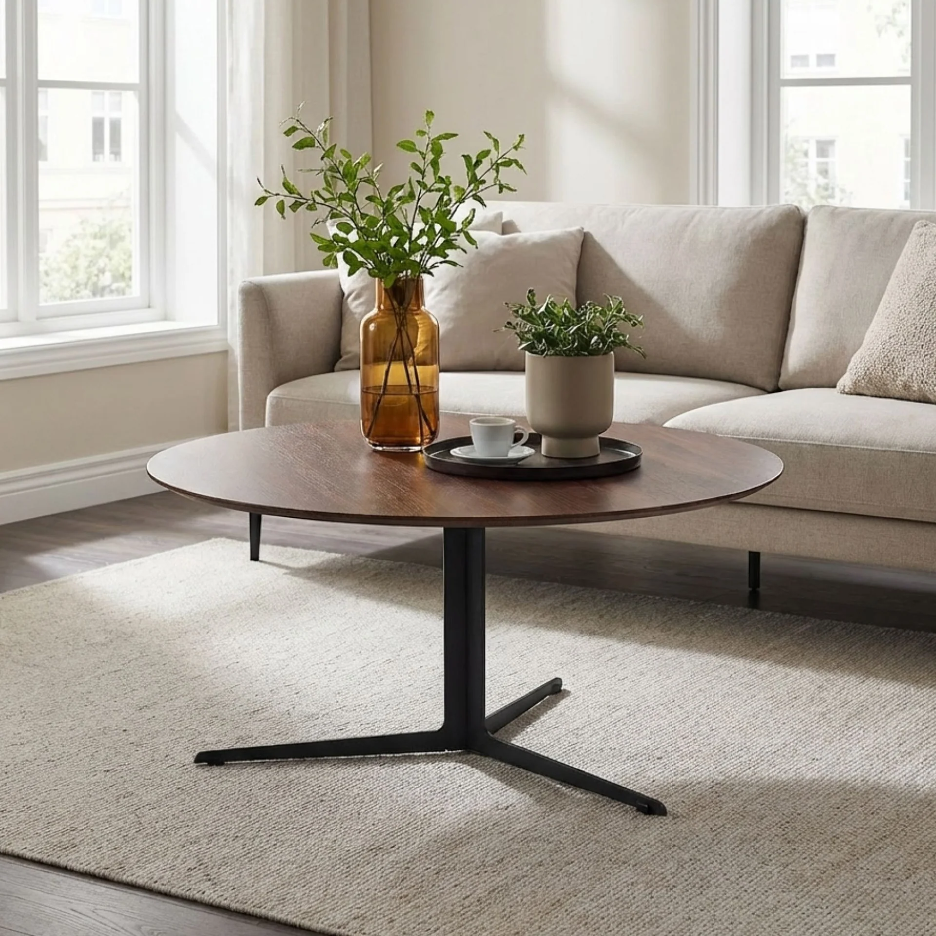 Donna Coffee Table 80cm - Brown + Black - Image 3