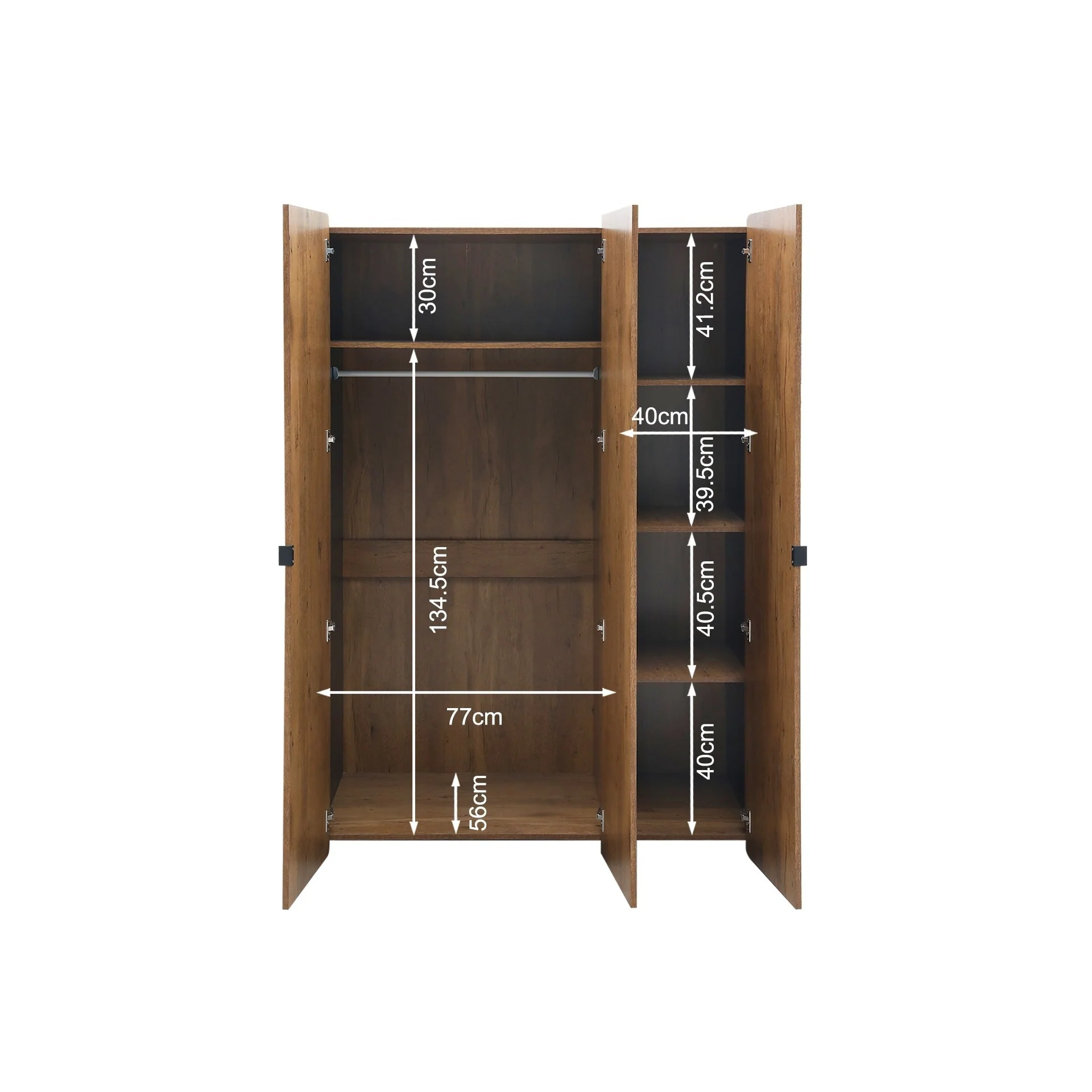Dorian 3 Door Wardrobe - Walnut + Black - Image 11
