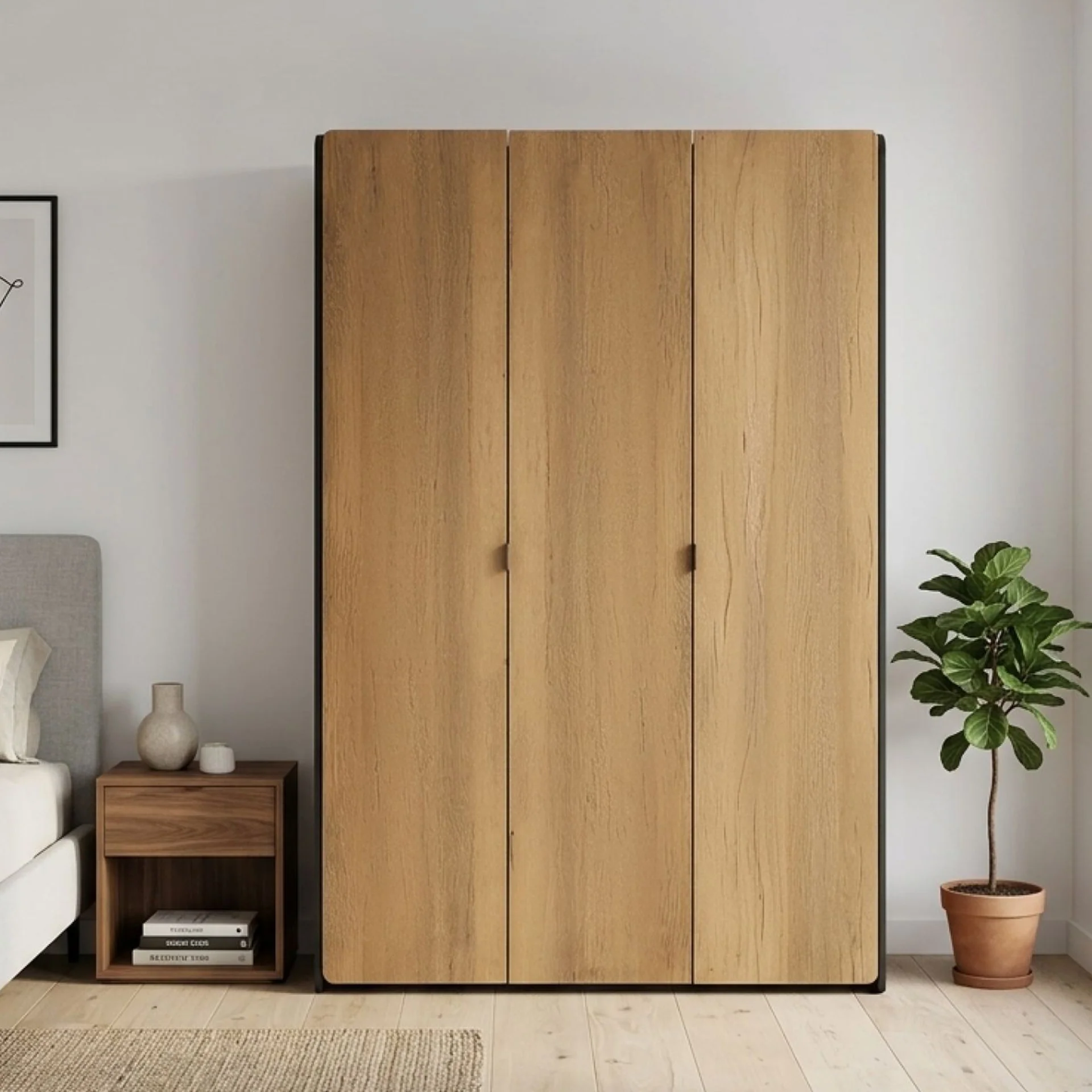 Dorian 3 Door Wardrobe - Walnut + Black - Image 4