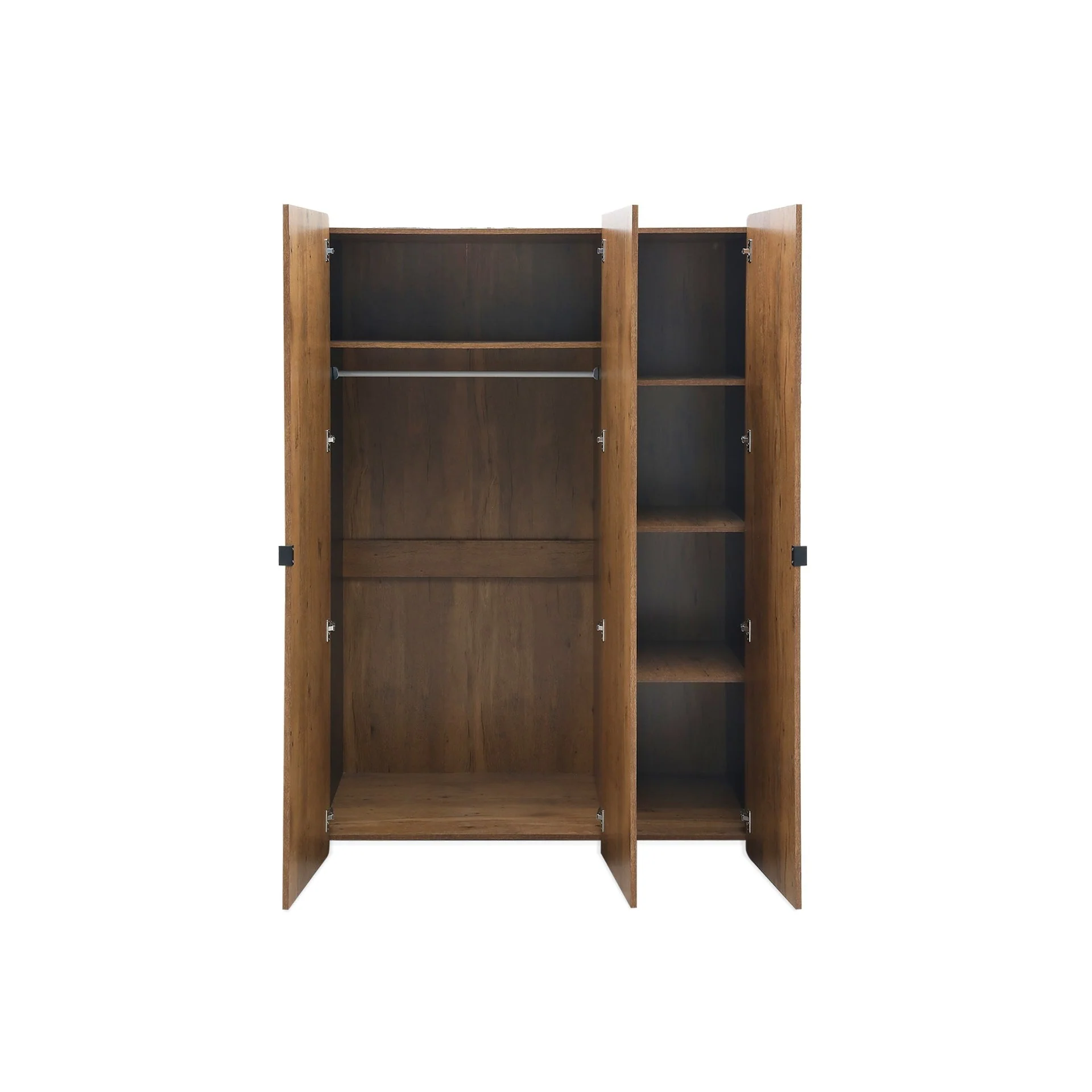 Dorian 3 Door Wardrobe - Walnut + Black - Image 9