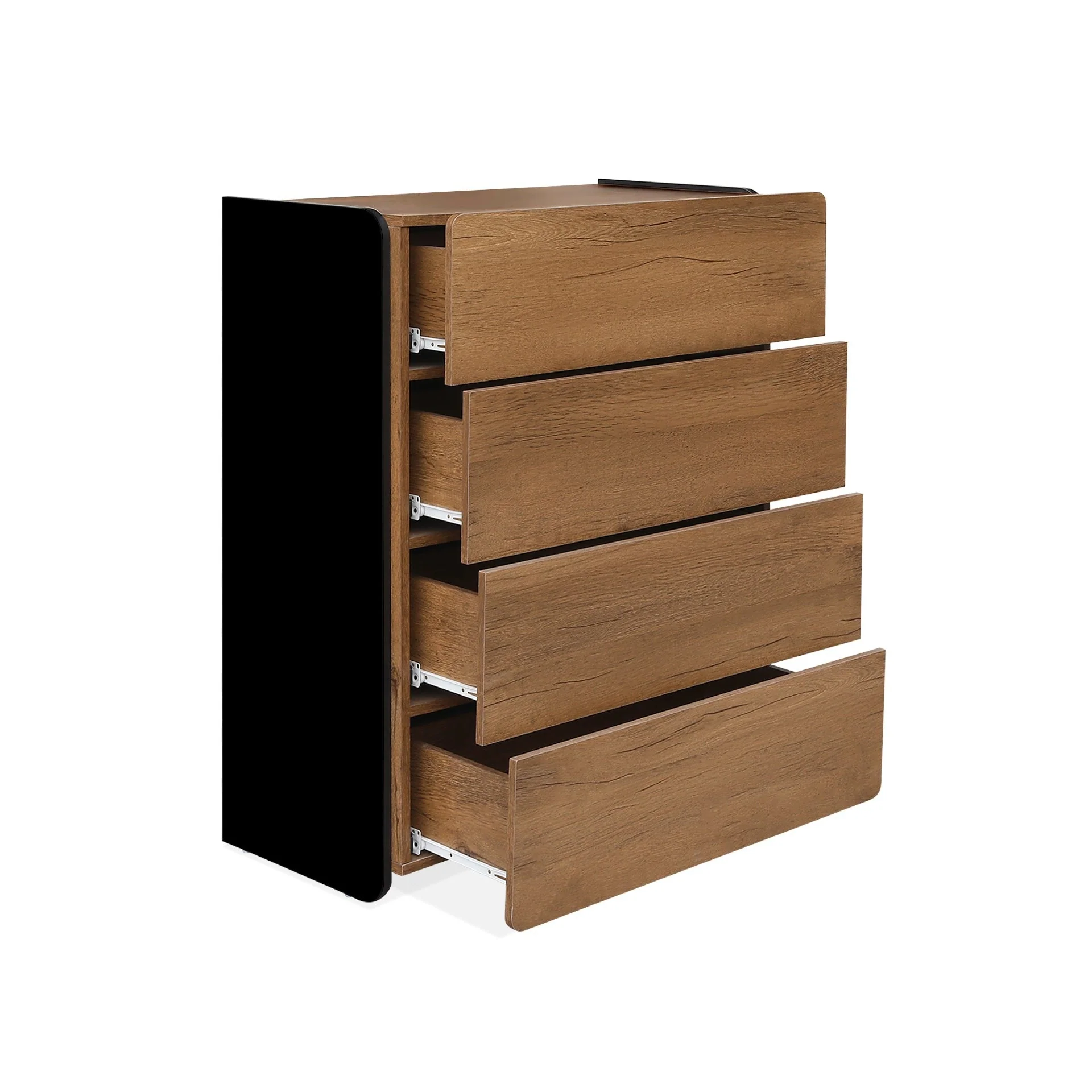 Dorian 4 Drawers Tallboy - Walnut + Black - Image 8
