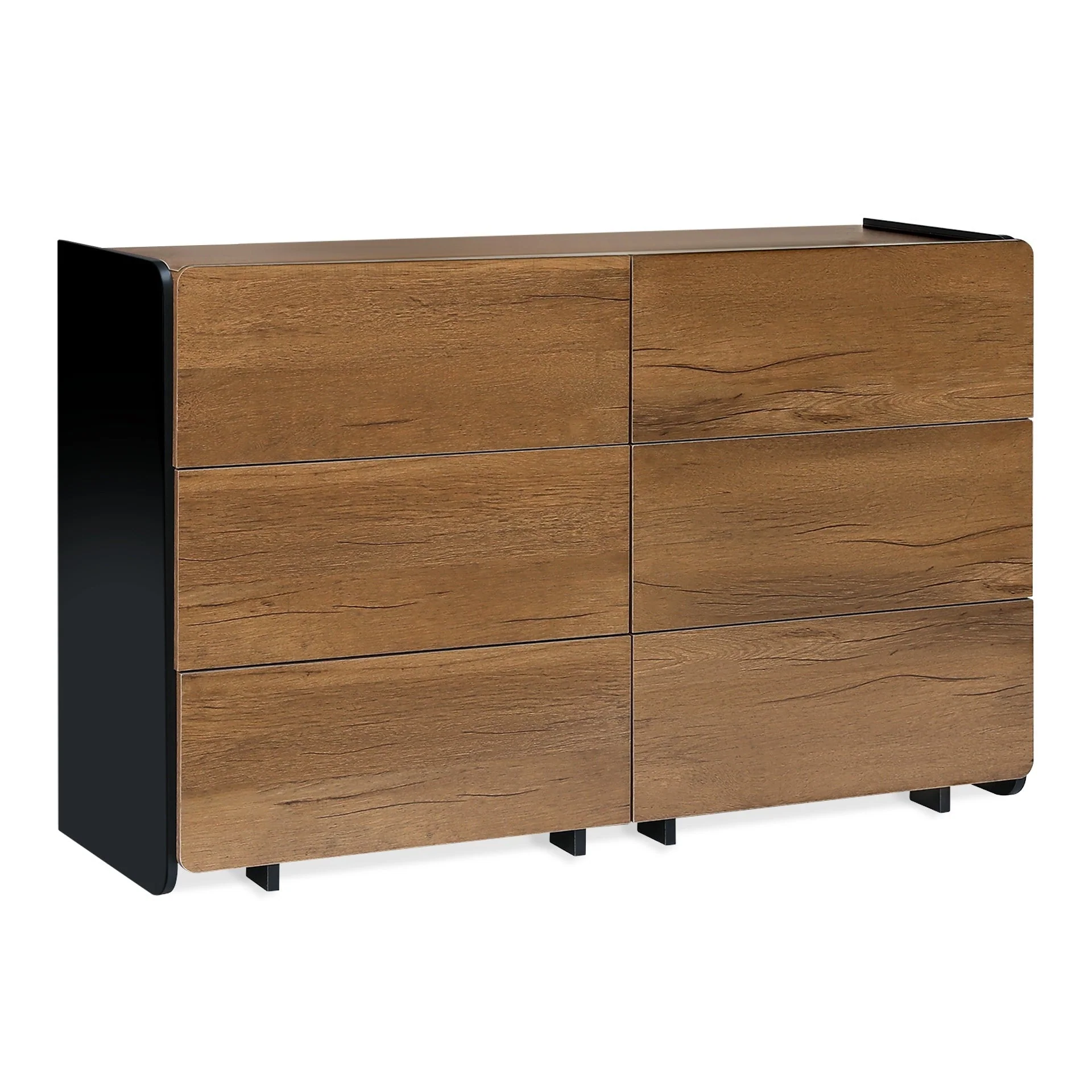 Dorian 6 Drawers Lowboy - Walnut + Black - Image 7