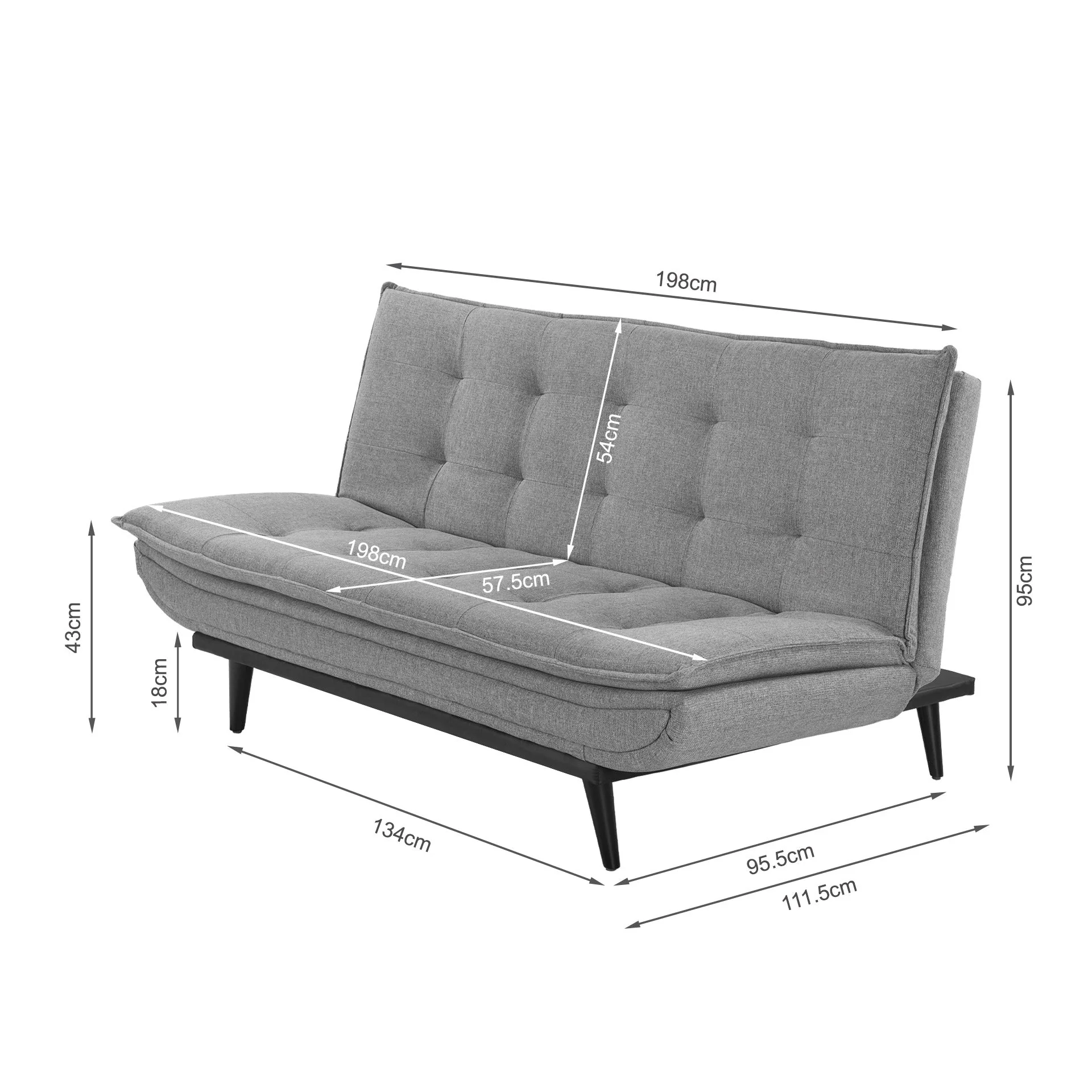 Dorking 3 Seater Sofa Bed - Dark Grey - Image 15