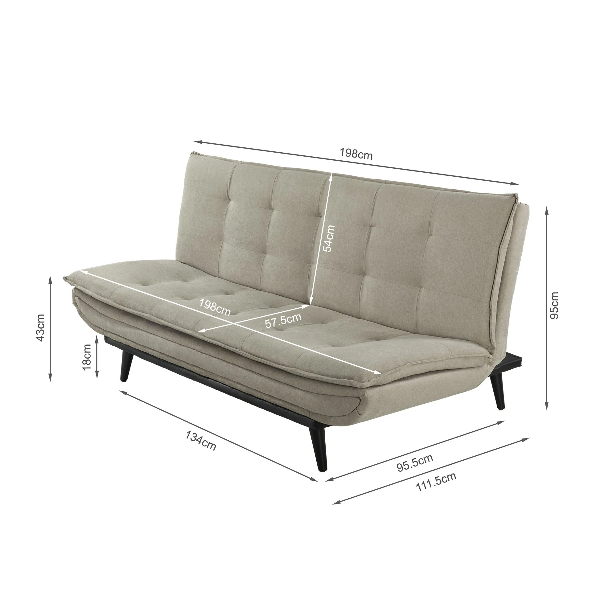 Dorking 3 Seater Sofa Bed - Taupe - Image 15