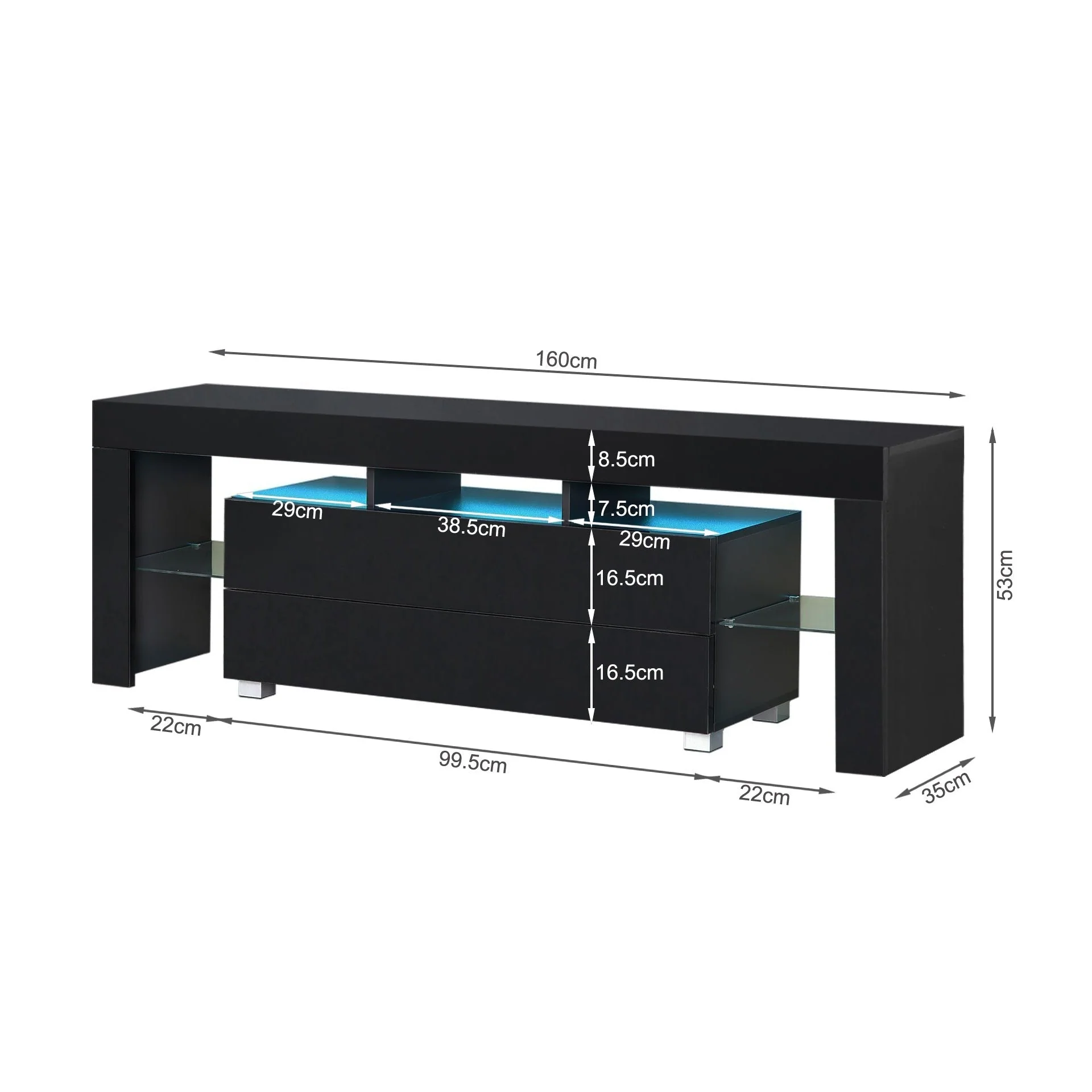 Dothan 1.6m LED Entertainment Unit - Black - Image 14