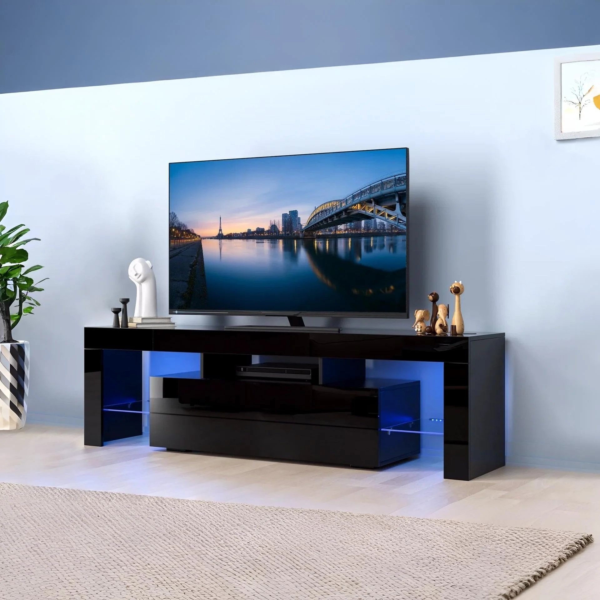 Dothan 1.6m LED Entertainment Unit - Black - Image 6