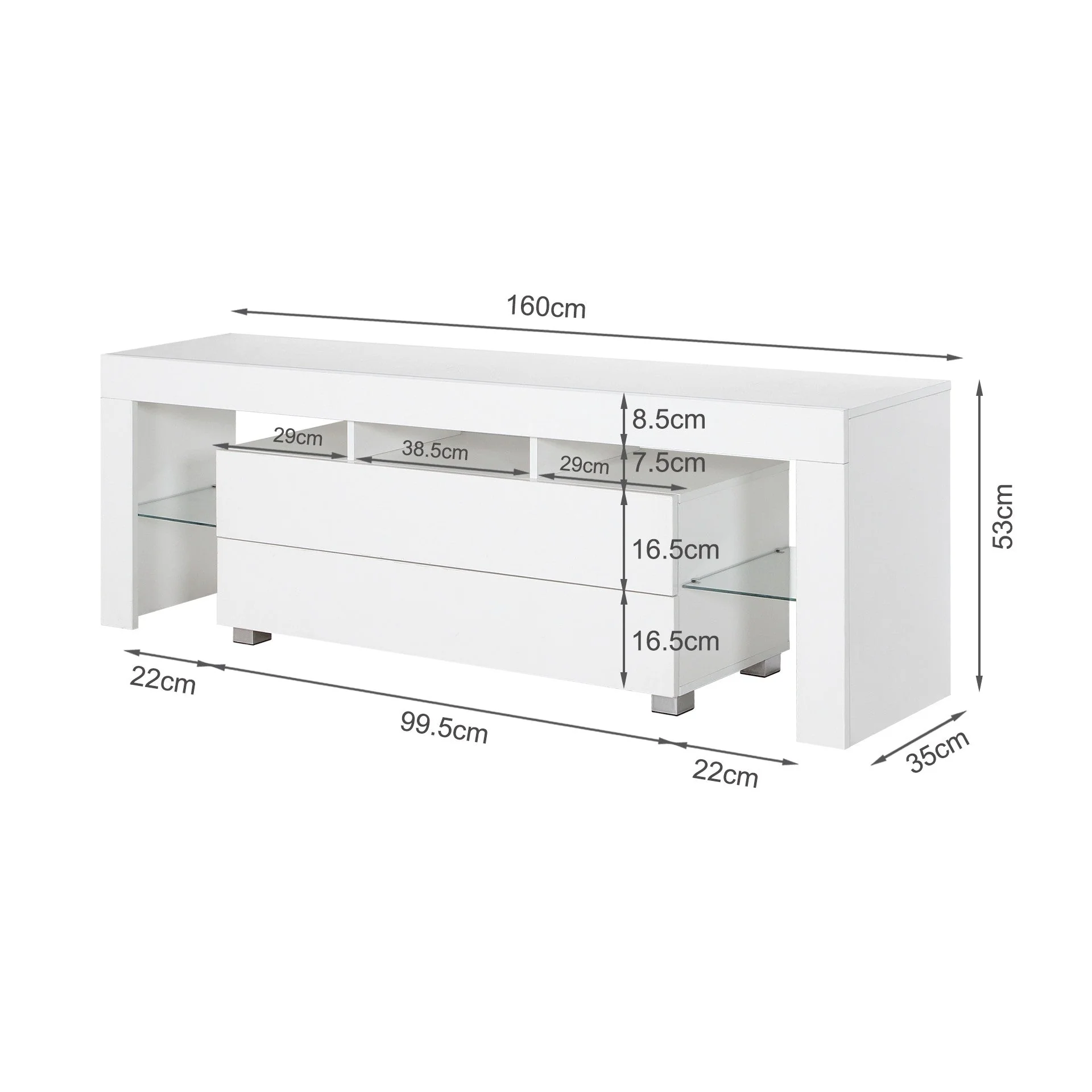 Dothan 1.6m LED Entertainment Unit - White - Image 20