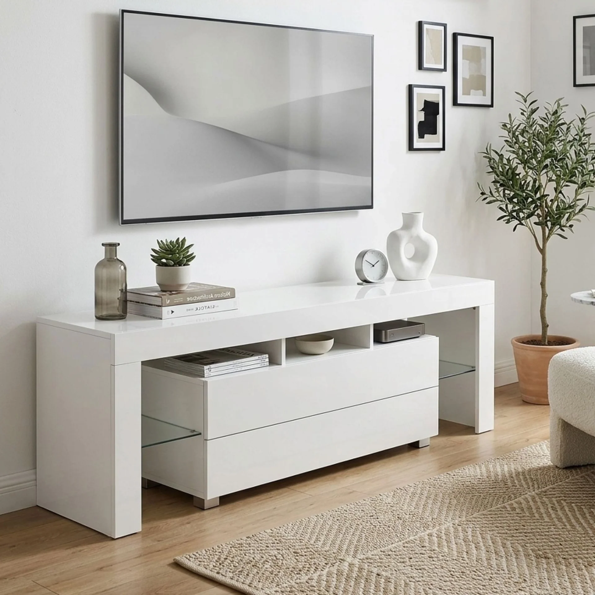 Dothan 1.6m LED Entertainment Unit - White - Image 4