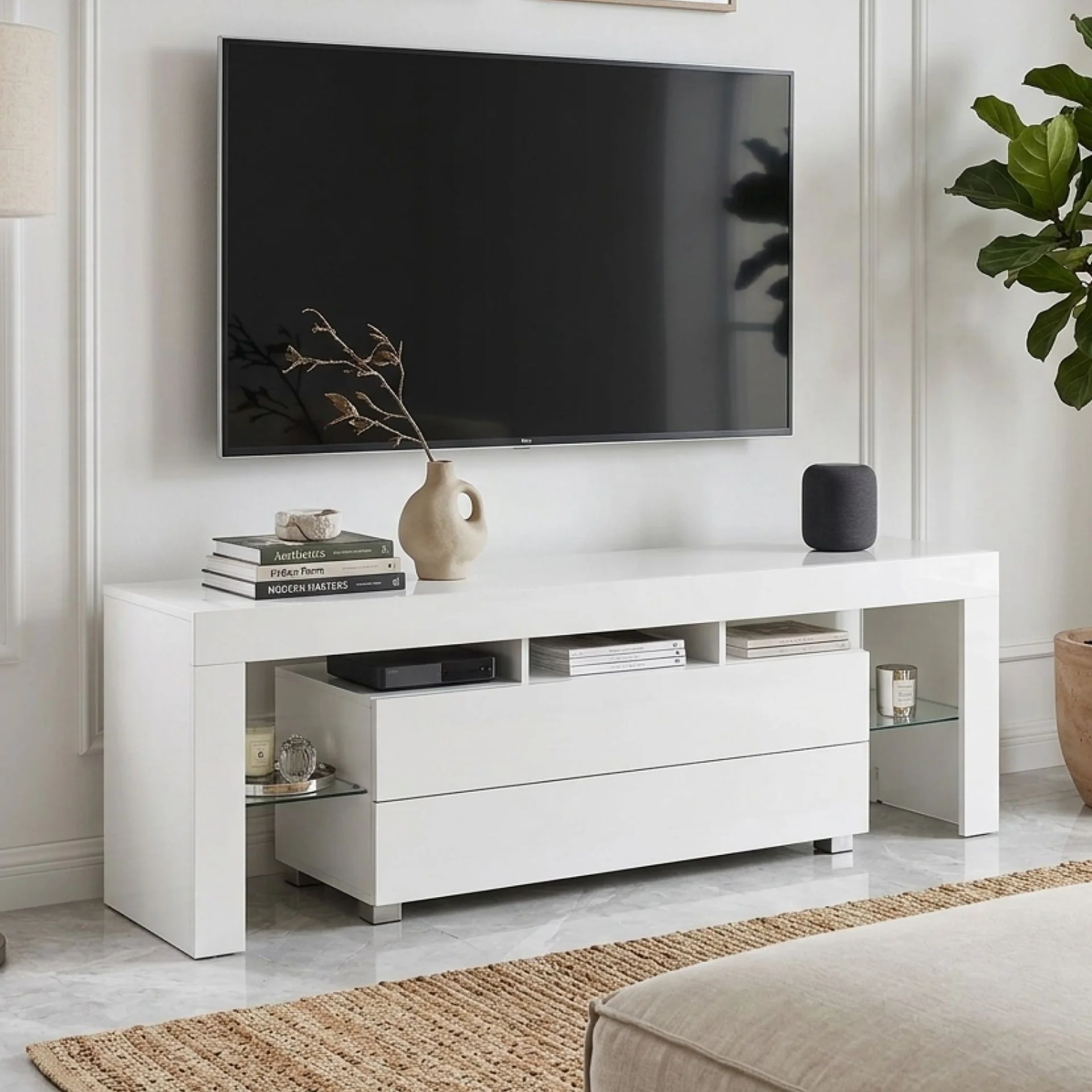 Dothan 1.6m LED Entertainment Unit - White - Image 6
