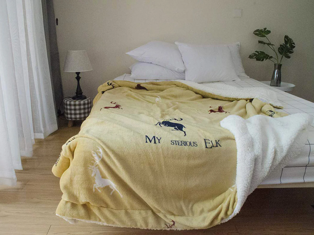 Double Layer Warm Fleece Blanket Throw Bedding Duvet Cover Throw Blanket - Image 12