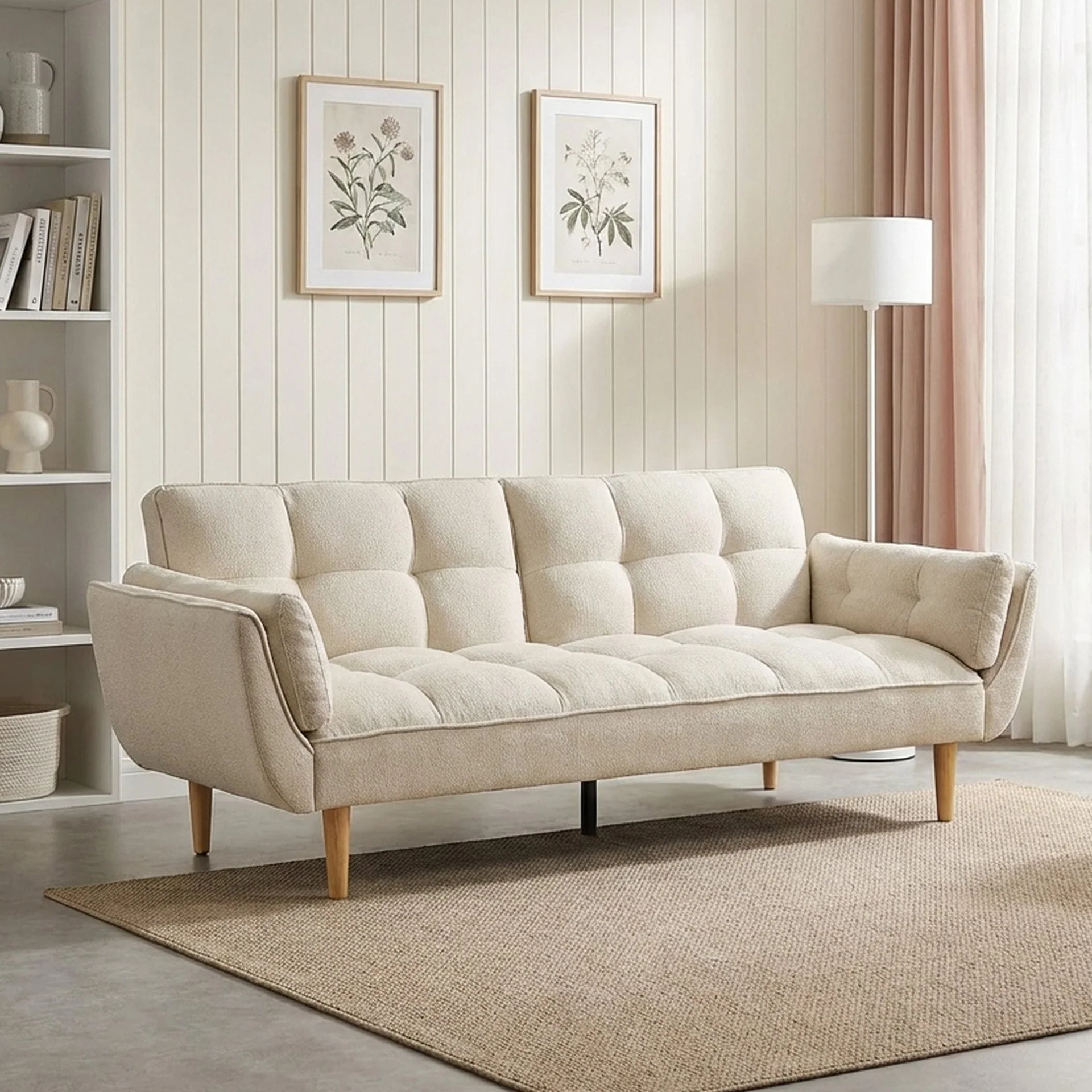 Dover 3 Seater Sofa Bed - Beige - Image 3