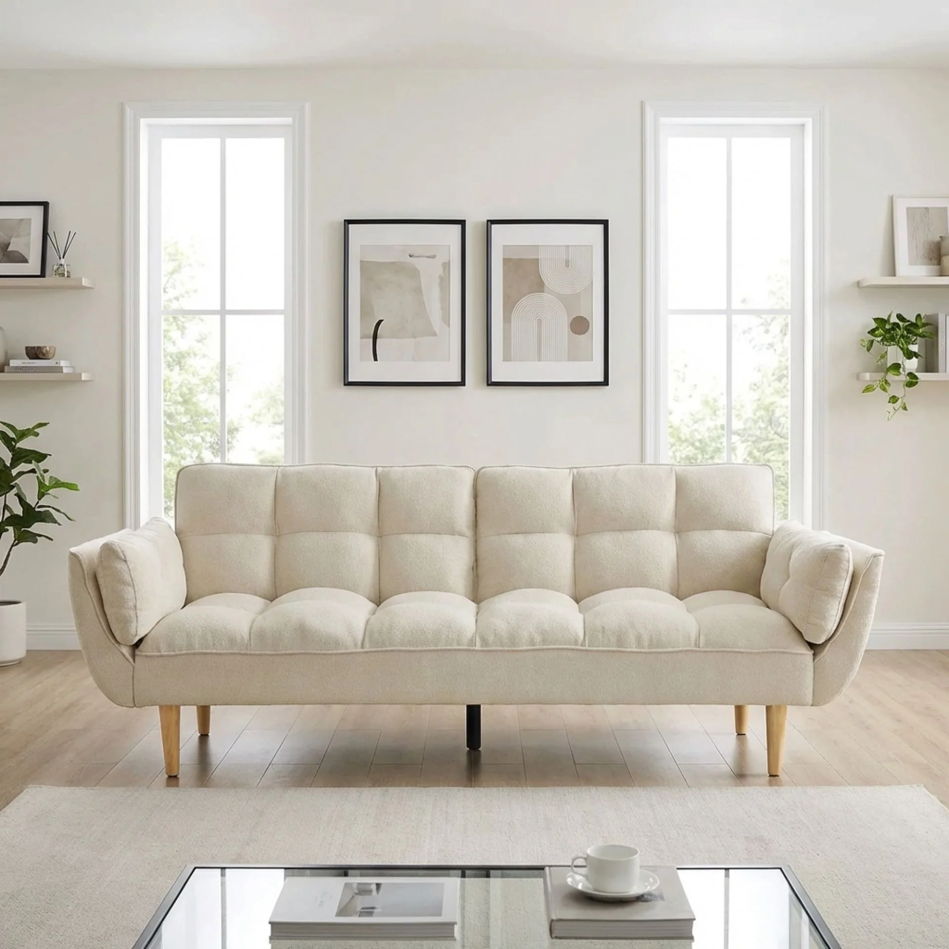 Dover 3 Seater Sofa Bed - Beige - Image 4