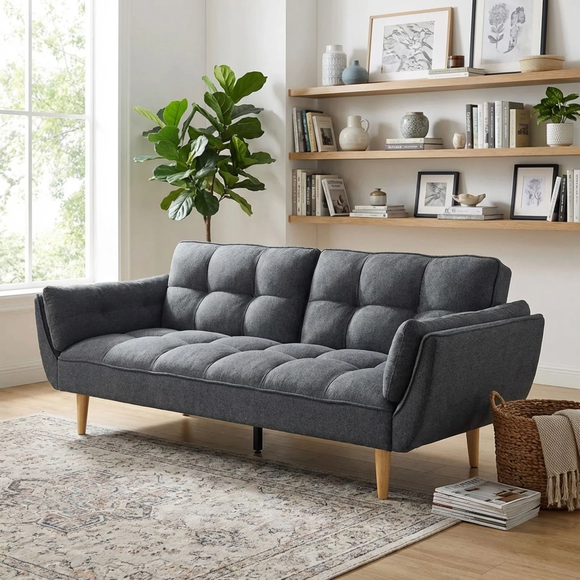 Dover 3 Seater Sofa Bed - Dark Grey - Image 3