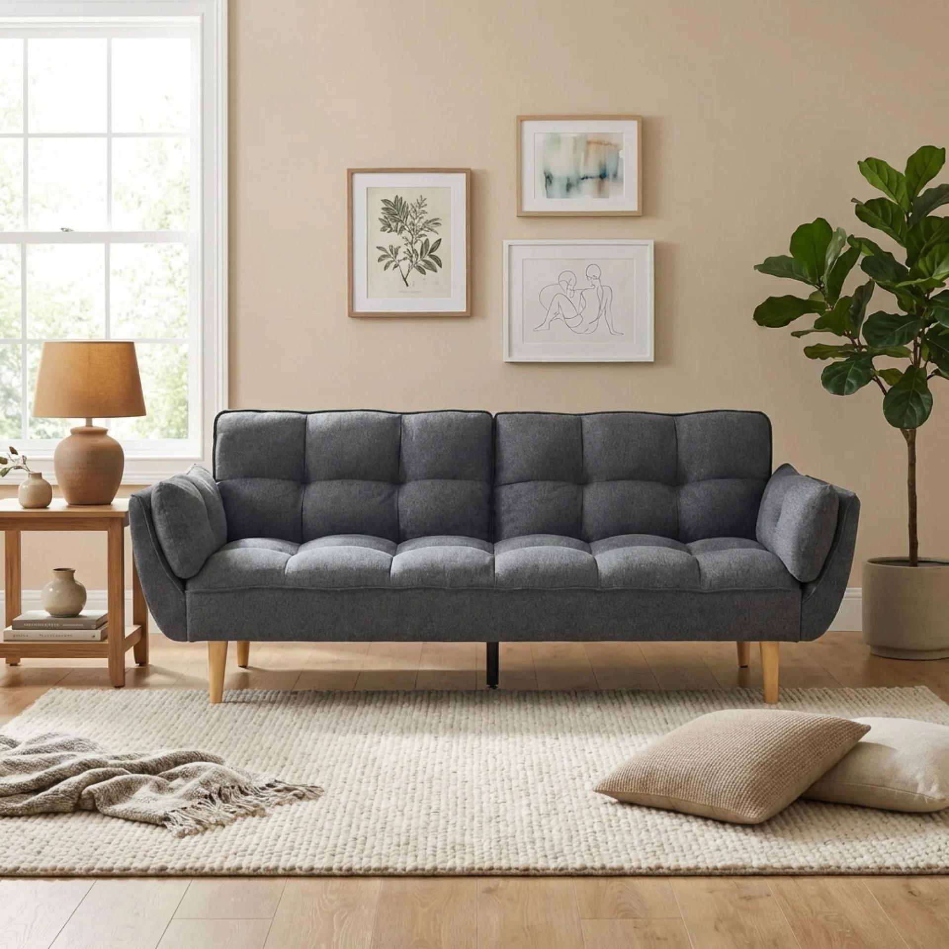 Dover 3 Seater Sofa Bed - Dark Grey - Image 4