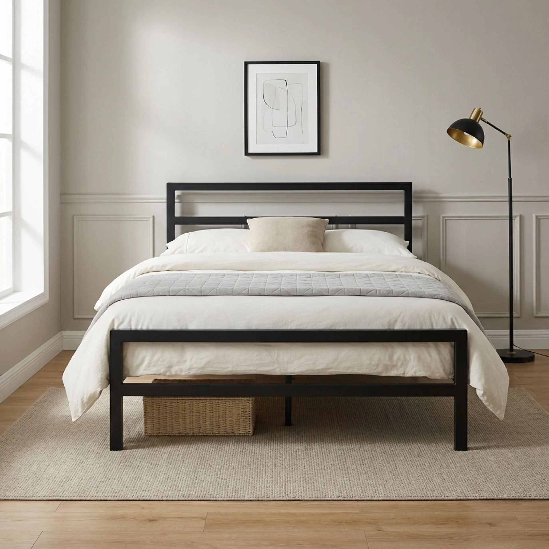 Dowe Double Metal Bed Frame - Black - Image 2