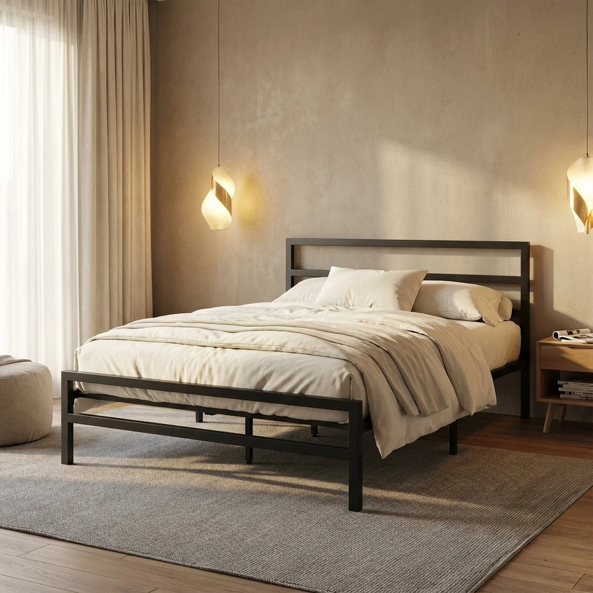 Dowe Double Metal Bed Frame - Black - Image 4