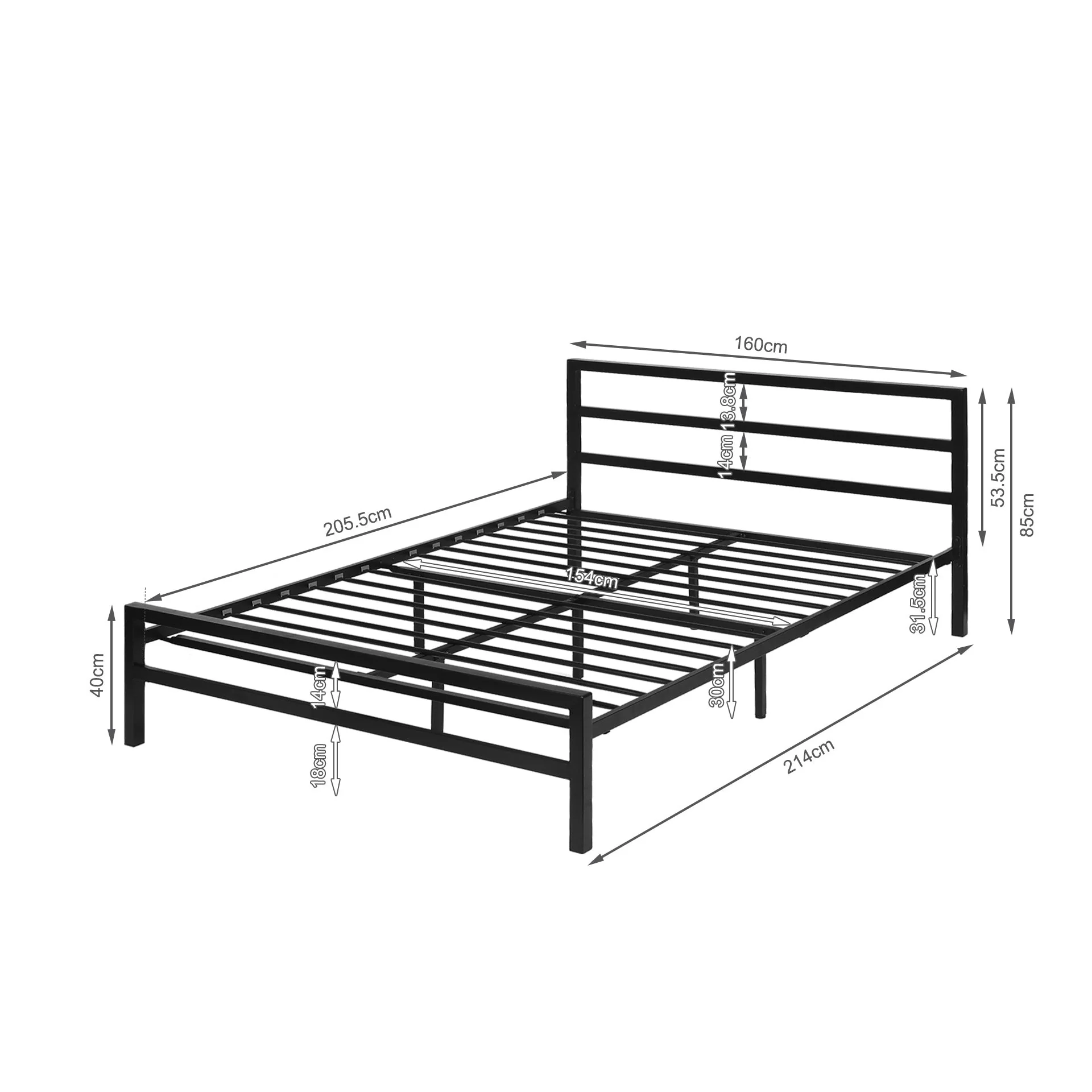 Dowe Queen Metal Bed Frame - Black - Image 11