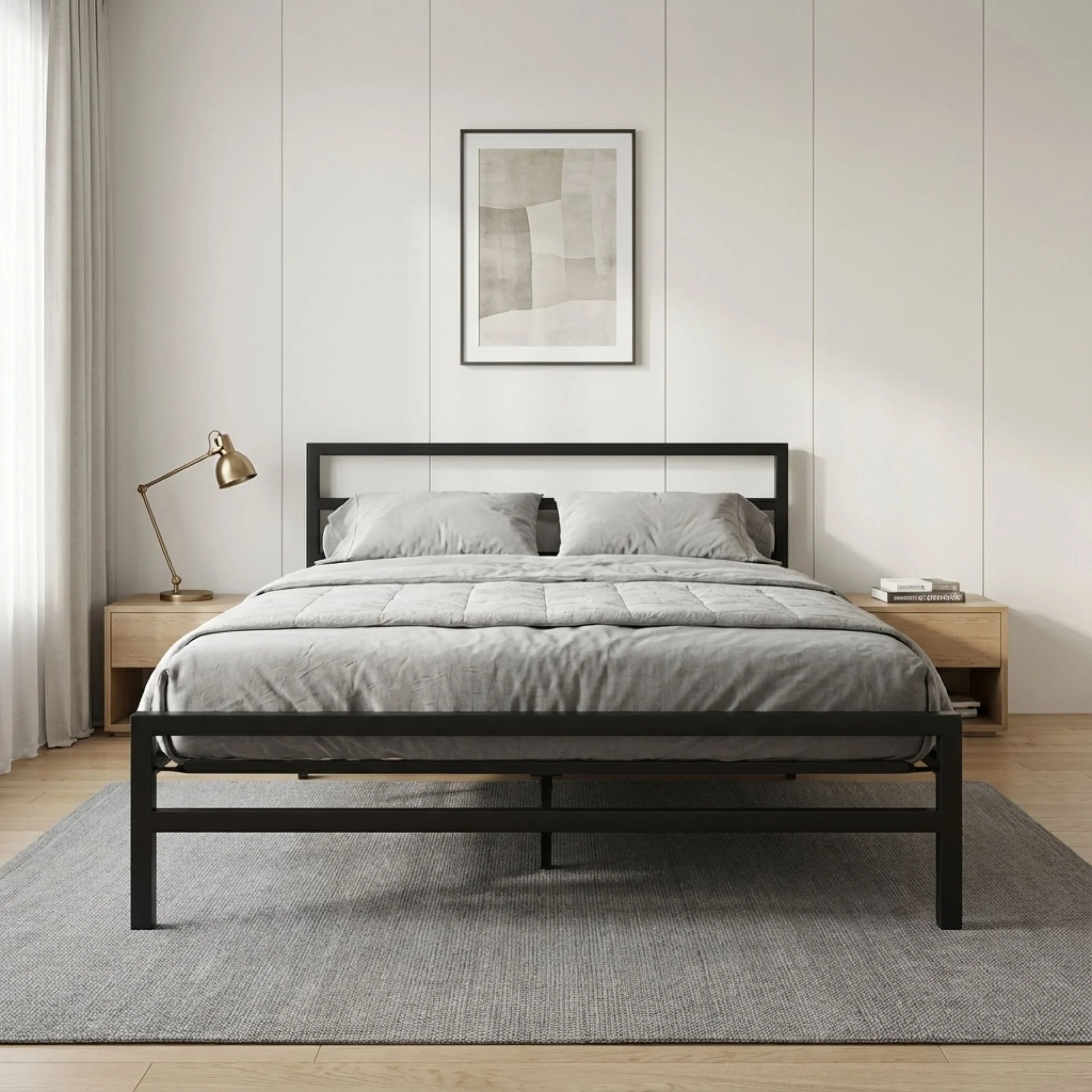 Dowe Queen Metal Bed Frame - Black - Image 2