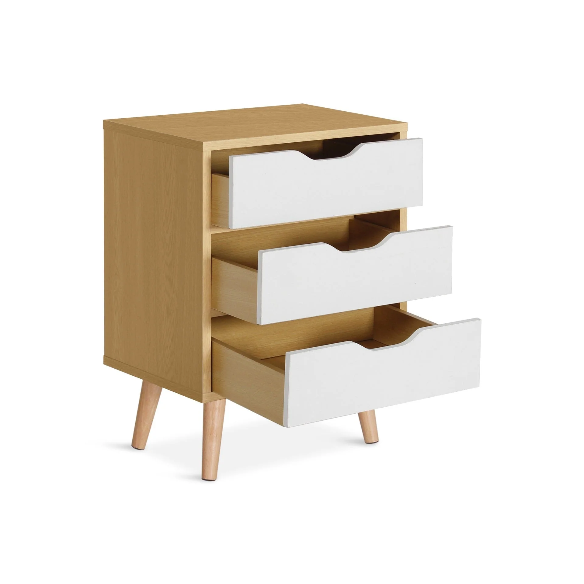 DREW Bedside Table - Maple + White - Image 3