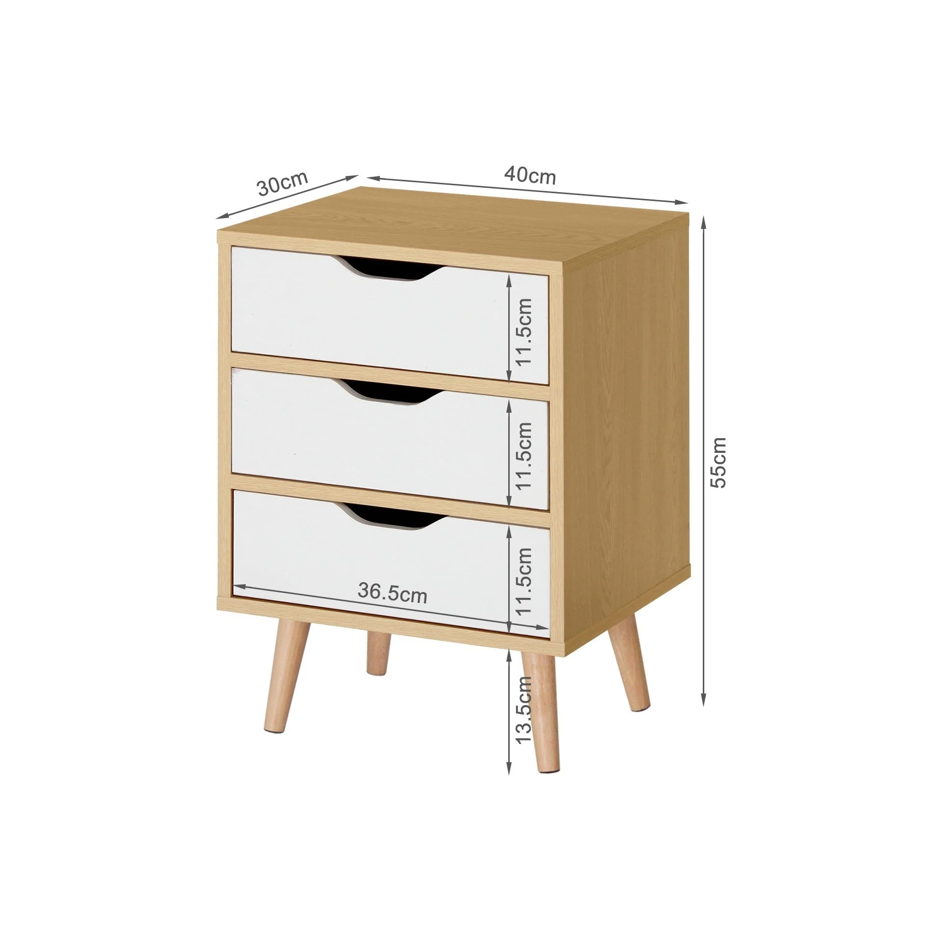 DREW Bedside Table - Maple + White - Image 5