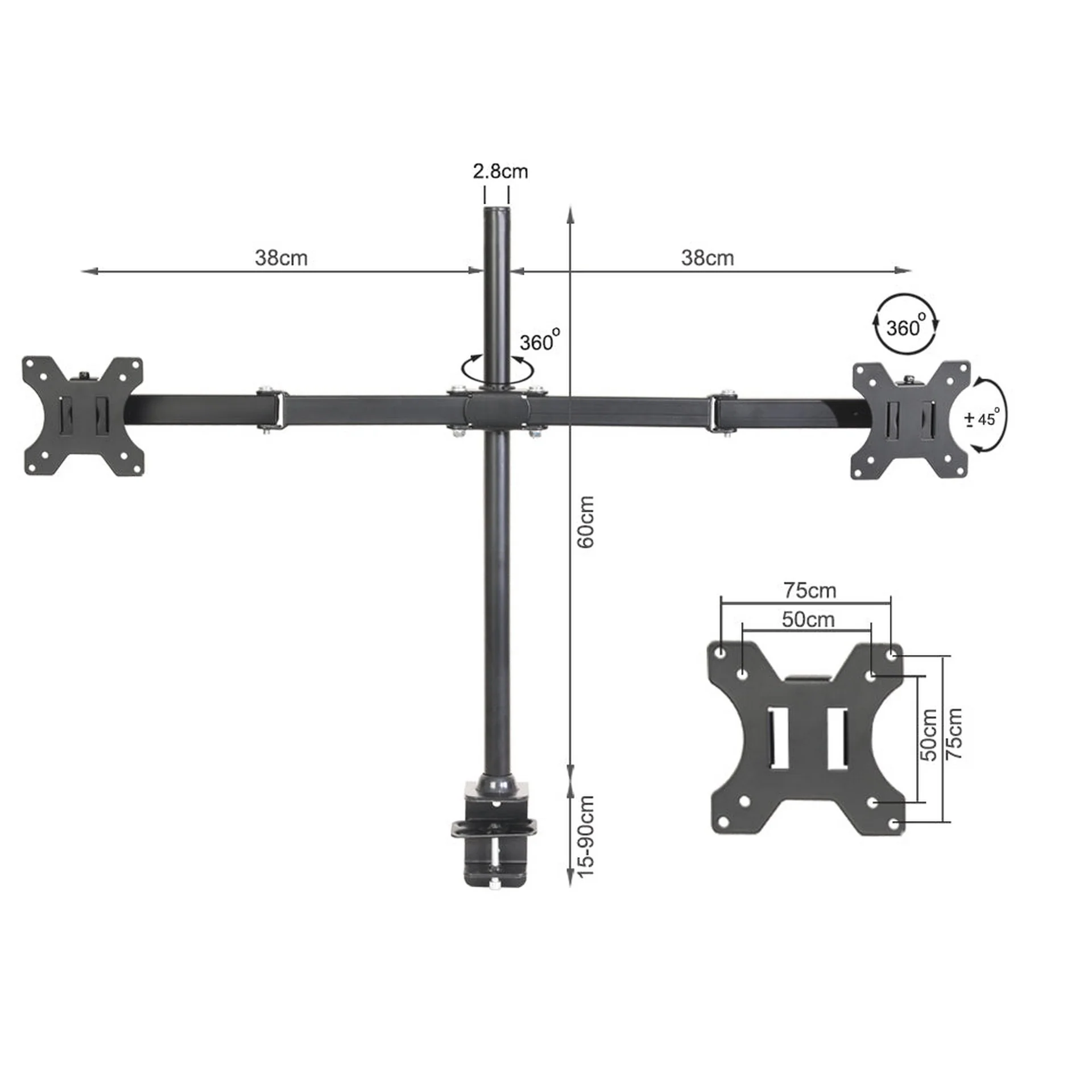 Dual Monitor Stand Bracket 17-32" - Image 4