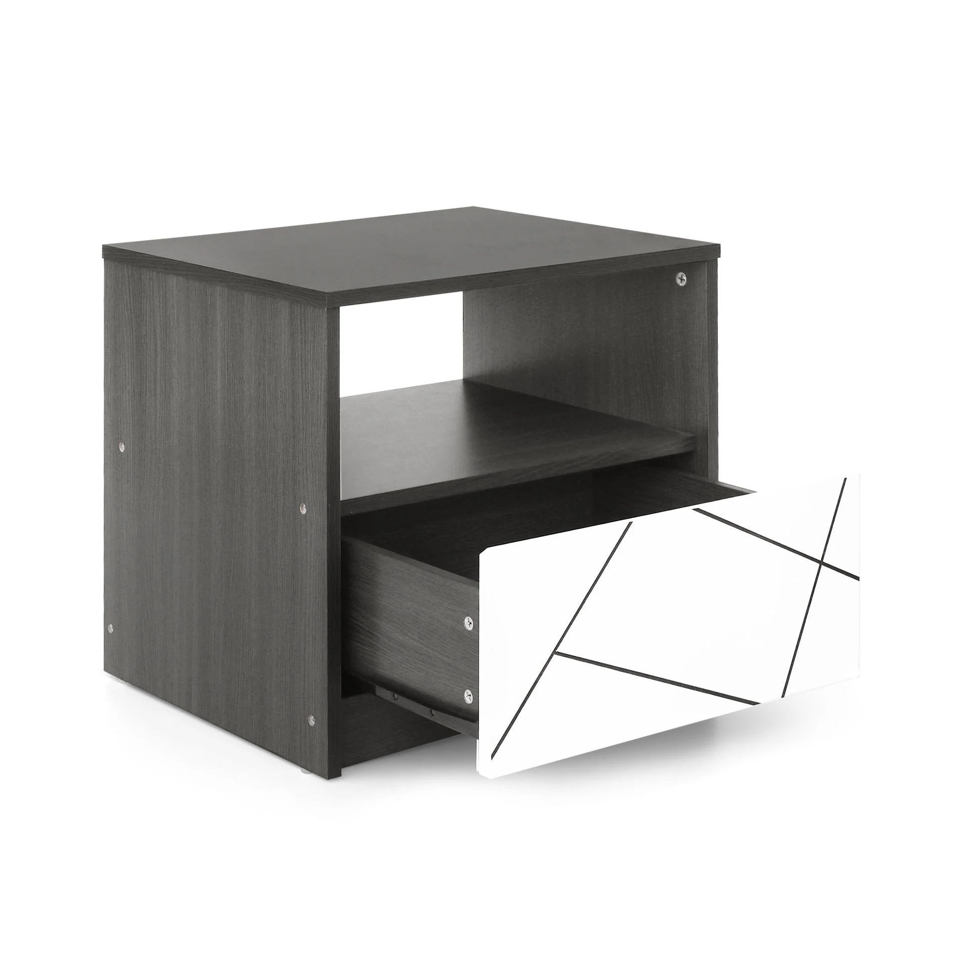 Dustin Bedside Table - Oak Grey + White - Image 8
