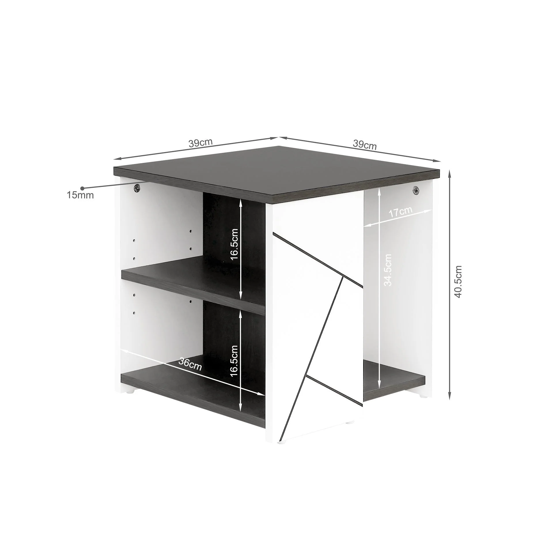 Dustin Side Table - Oak Grey + White - Image 16
