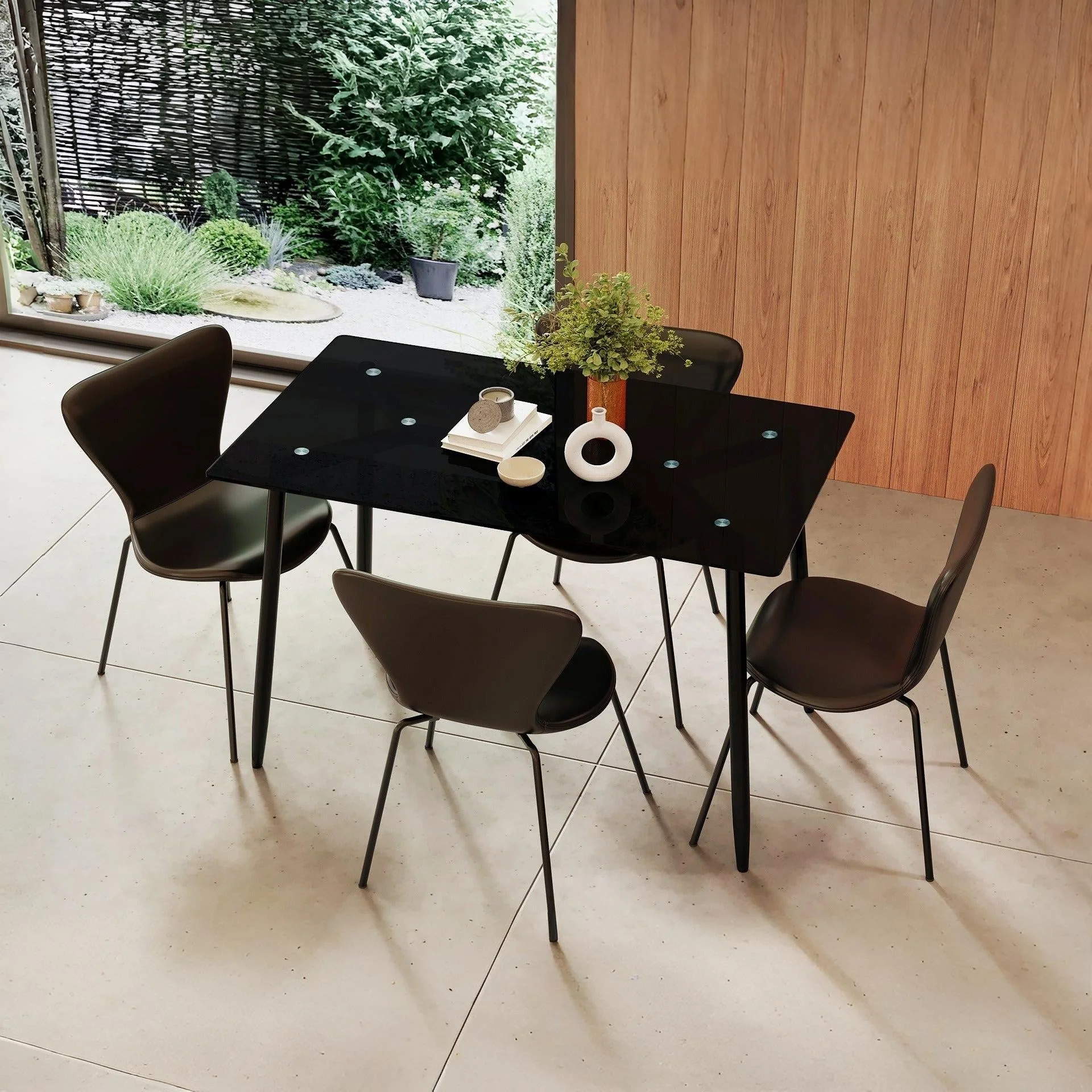 Dusty Tempered Glass Top Dining Table 120 x 70cm - Black - Image 2