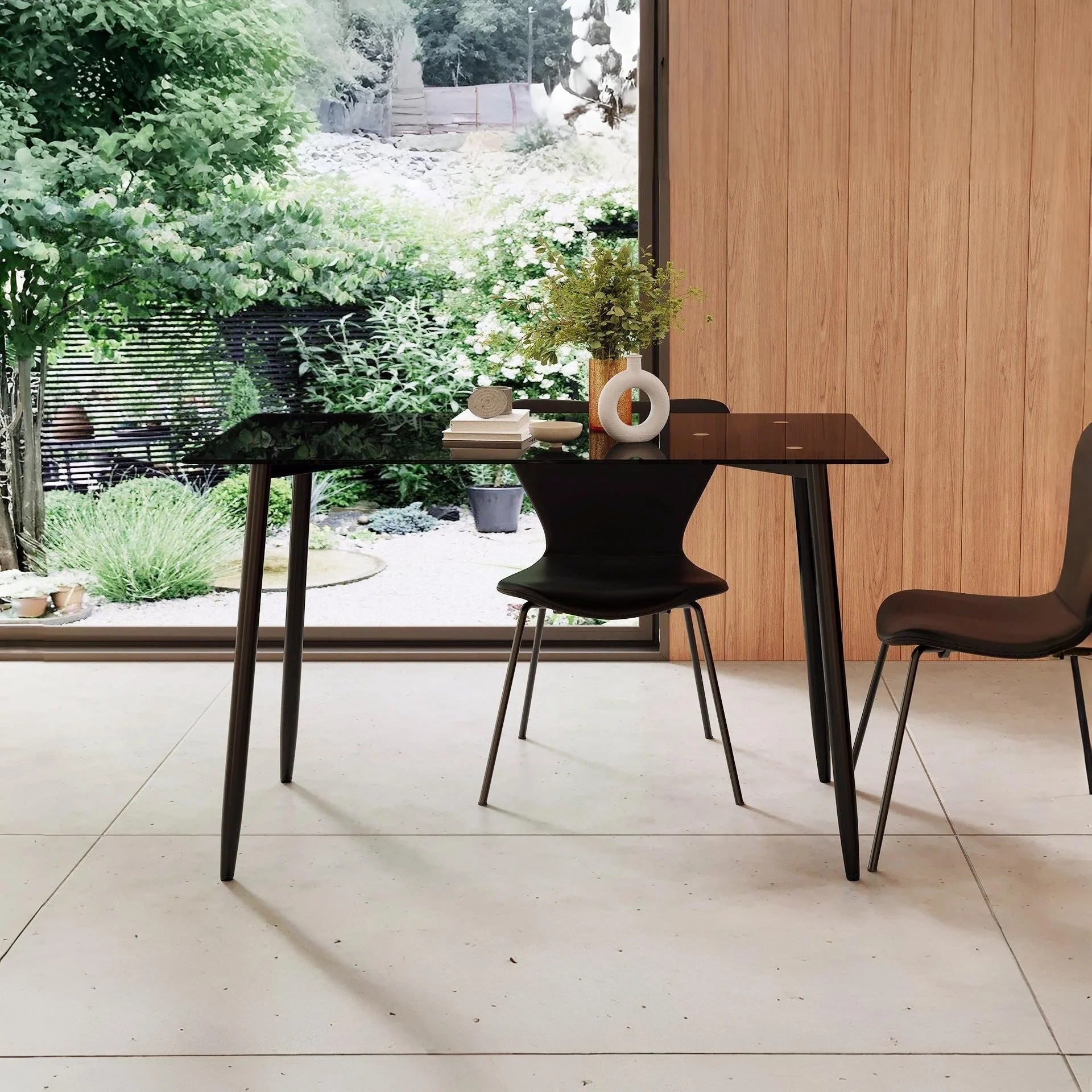 Dusty Tempered Glass Top Dining Table 120 x 70cm - Black - Image 3