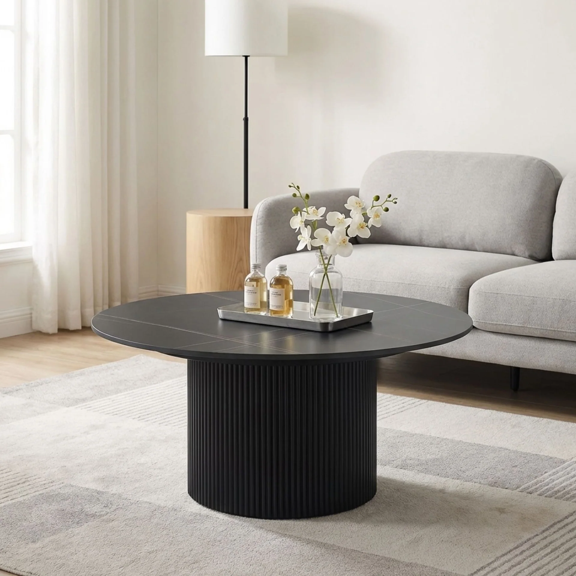 Dylan Ceramic Top Coffee Table 80cm - Black - Image 3