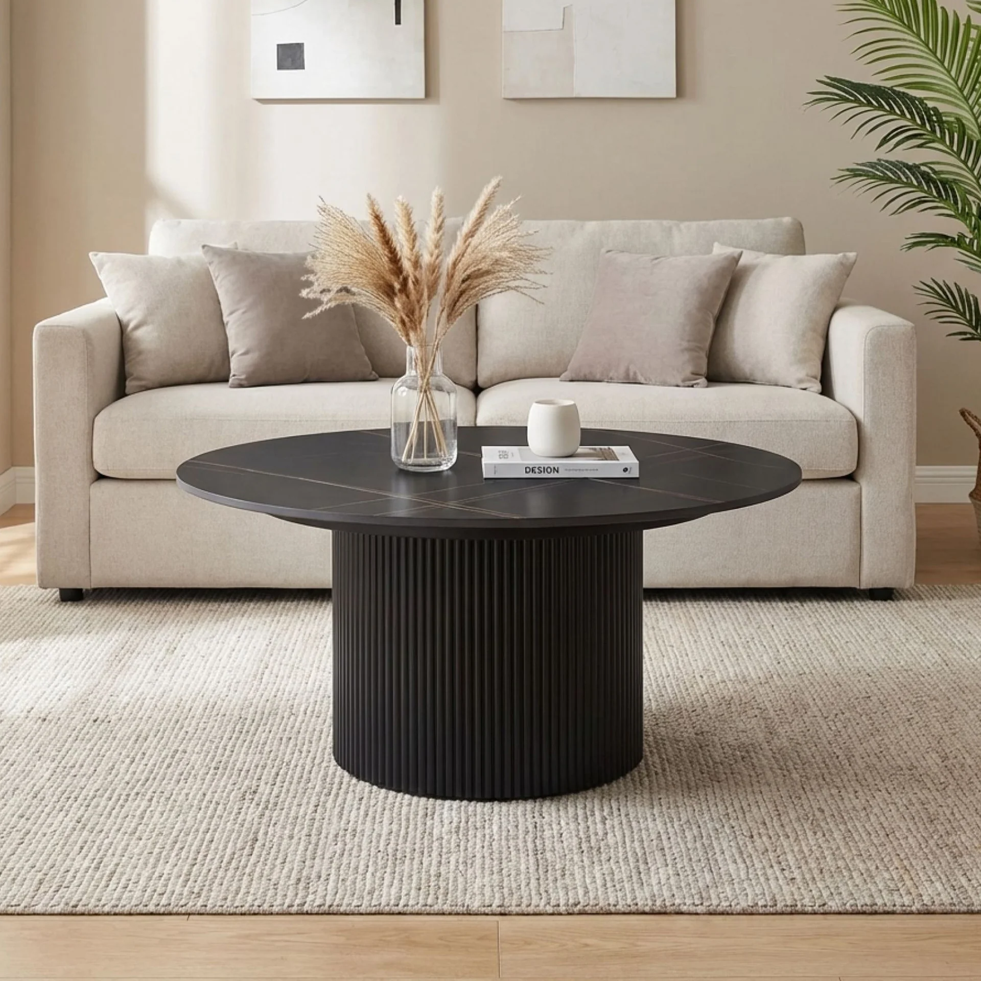 Dylan Ceramic Top Coffee Table 80cm - Black - Image 4
