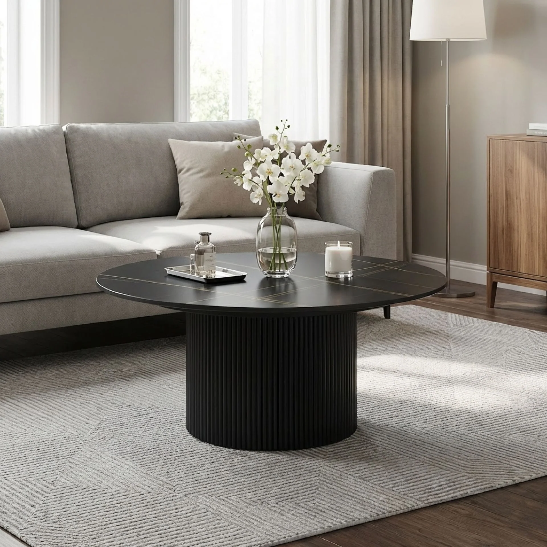 Dylan Ceramic Top Coffee Table 80cm - Black - Image 6