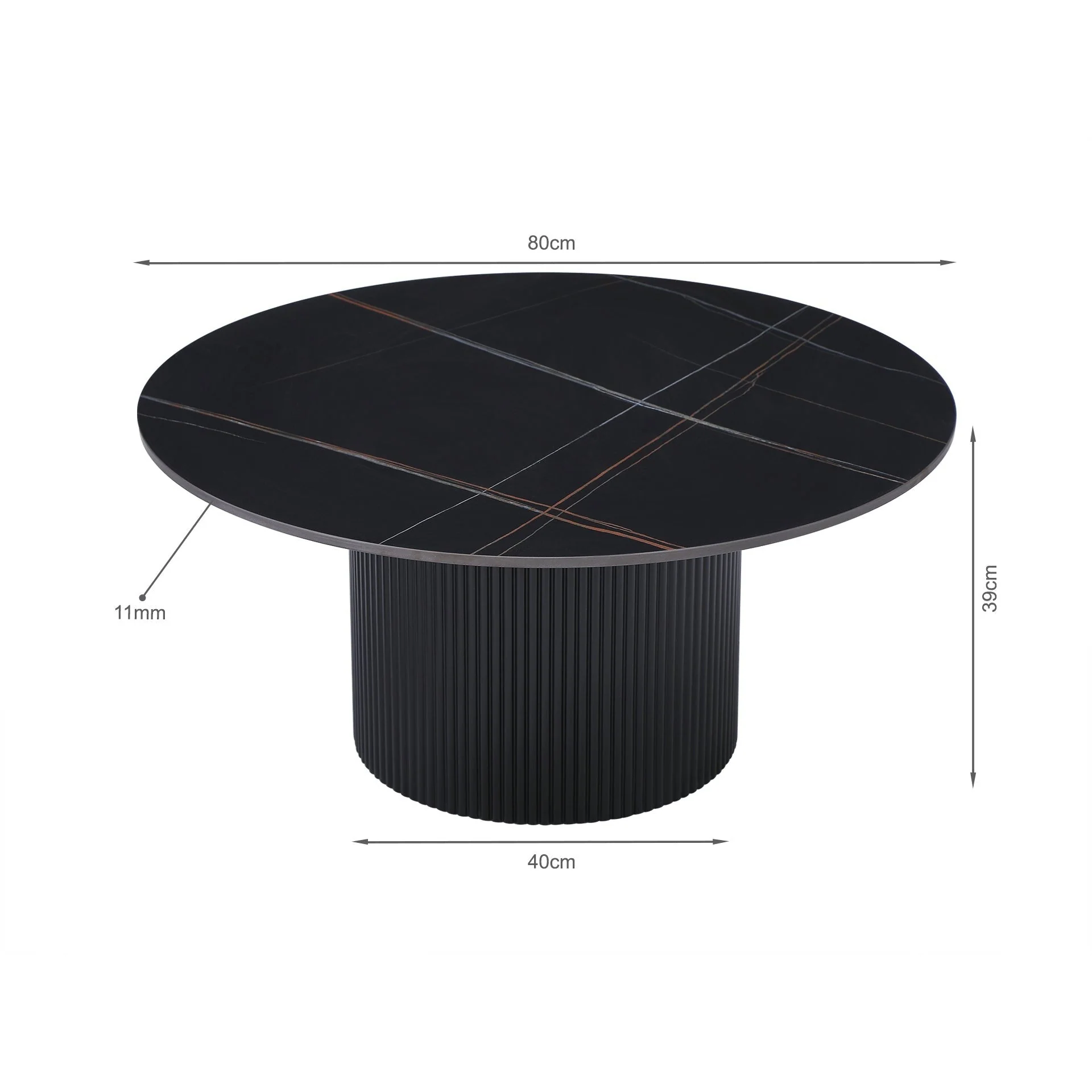 Dylan Ceramic Top Coffee Table 80cm - Black - Image 9